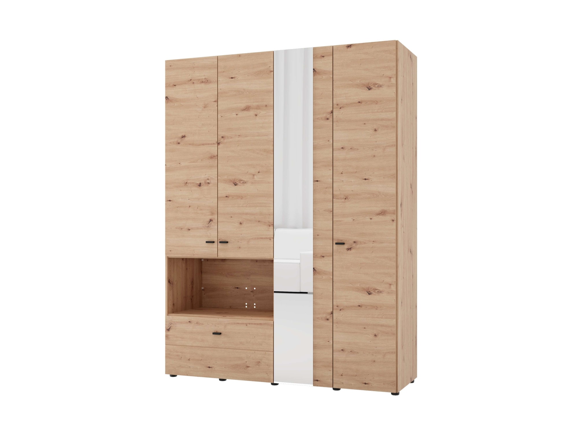 Home affaire Kleiderschrank "Campsie Schlafzimmerschrank, Drehtürenschrank, Wäscheschrank" 2 Breiten, inkl. Spiegel, Schublade, Kleiderstange & Stauraum