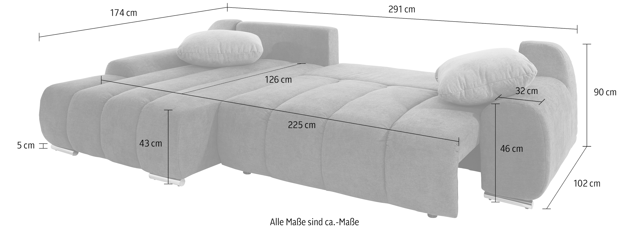 INOSIGN Ecksofa »Bono L-Form«, wahlweise mit Bettfunktion