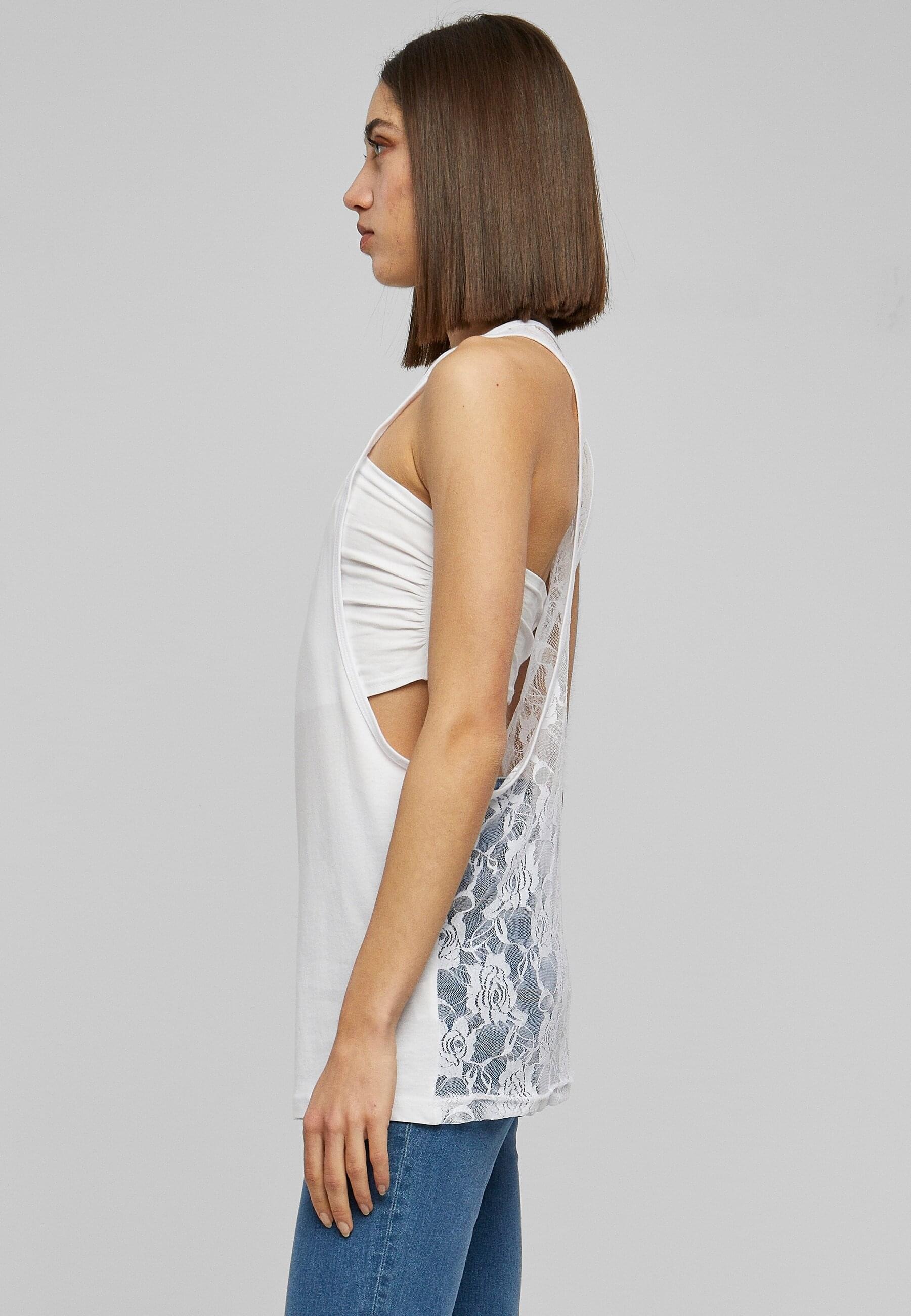 URBAN CLASSICS Muskelshirt »Urban Classics Damen Ladies Flower Laces Loose Tank«, (1 tlg.)