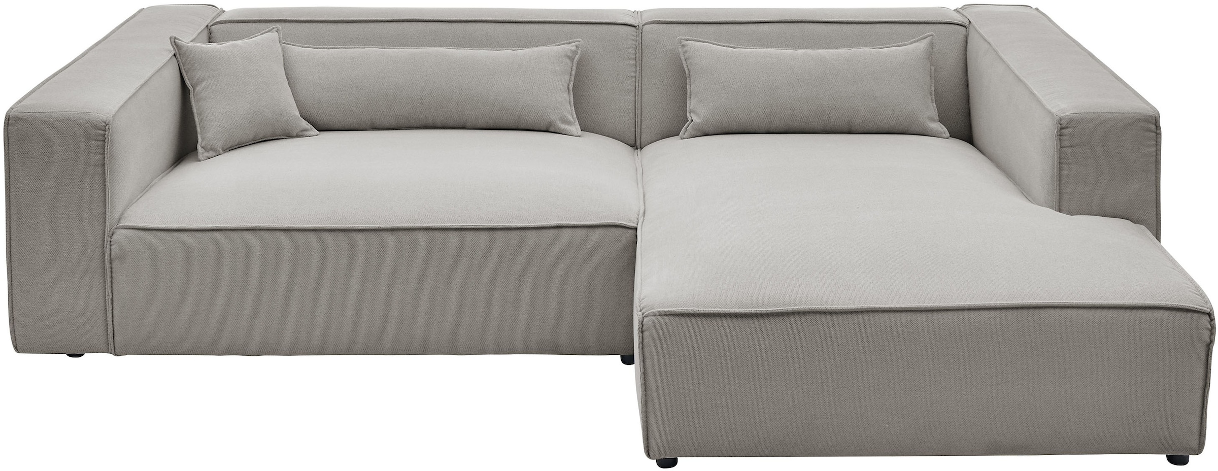LeGer Home by Lena Gercke Ecksofa »PIARA XXL, Big-Sofa in Cord oder Leinenoptik, L-Form, mit Kedernaht«, wahlweise Ottomane rechts/links, schwarze Füße, extra tiefe Sitzfläche