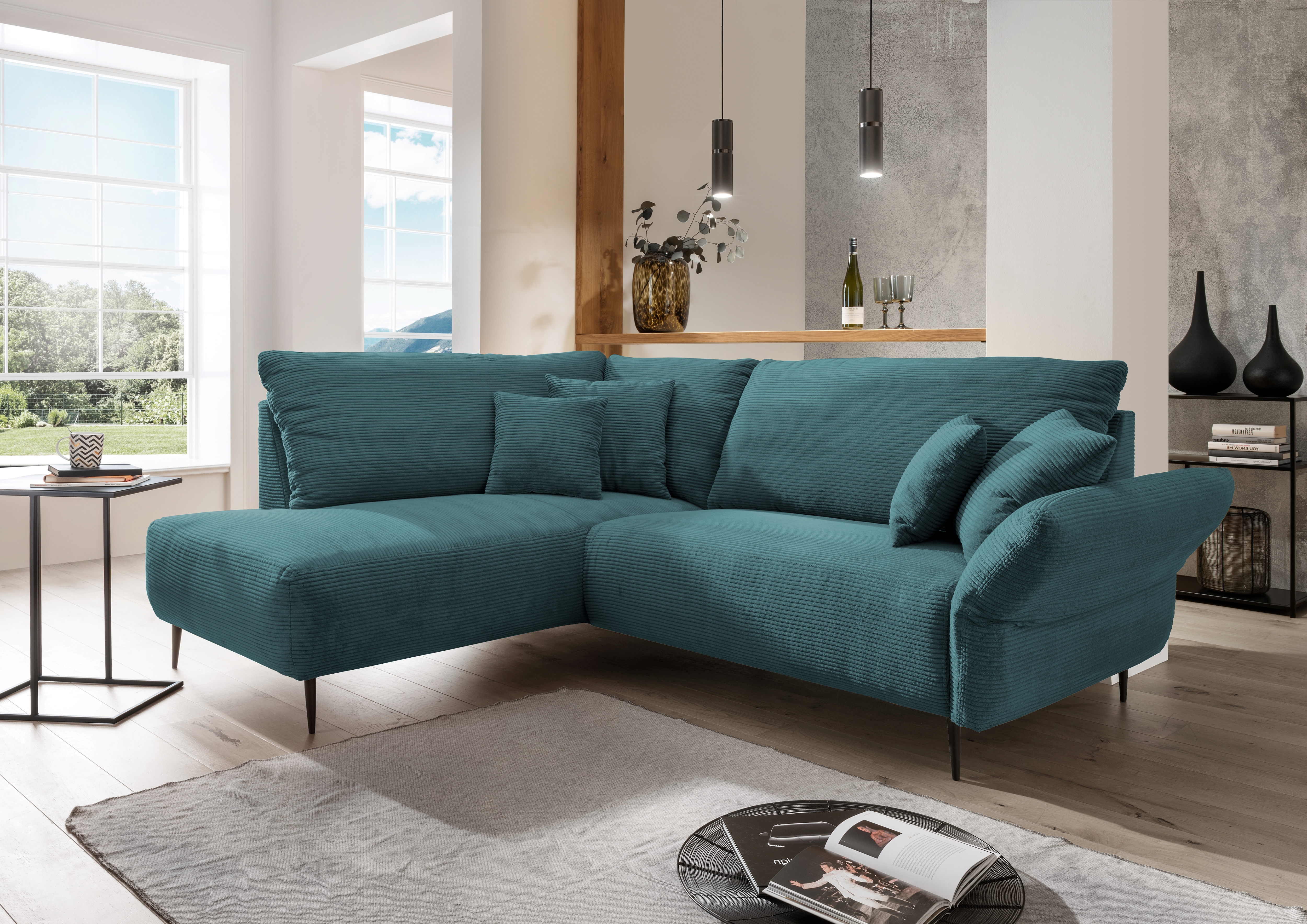 Home affaire Ecksofa "Vanilla modern& bequem, Breite 255cm, tolle Detailverarbeitung" verstellbare Armlehne für Wohlfühlkomfort