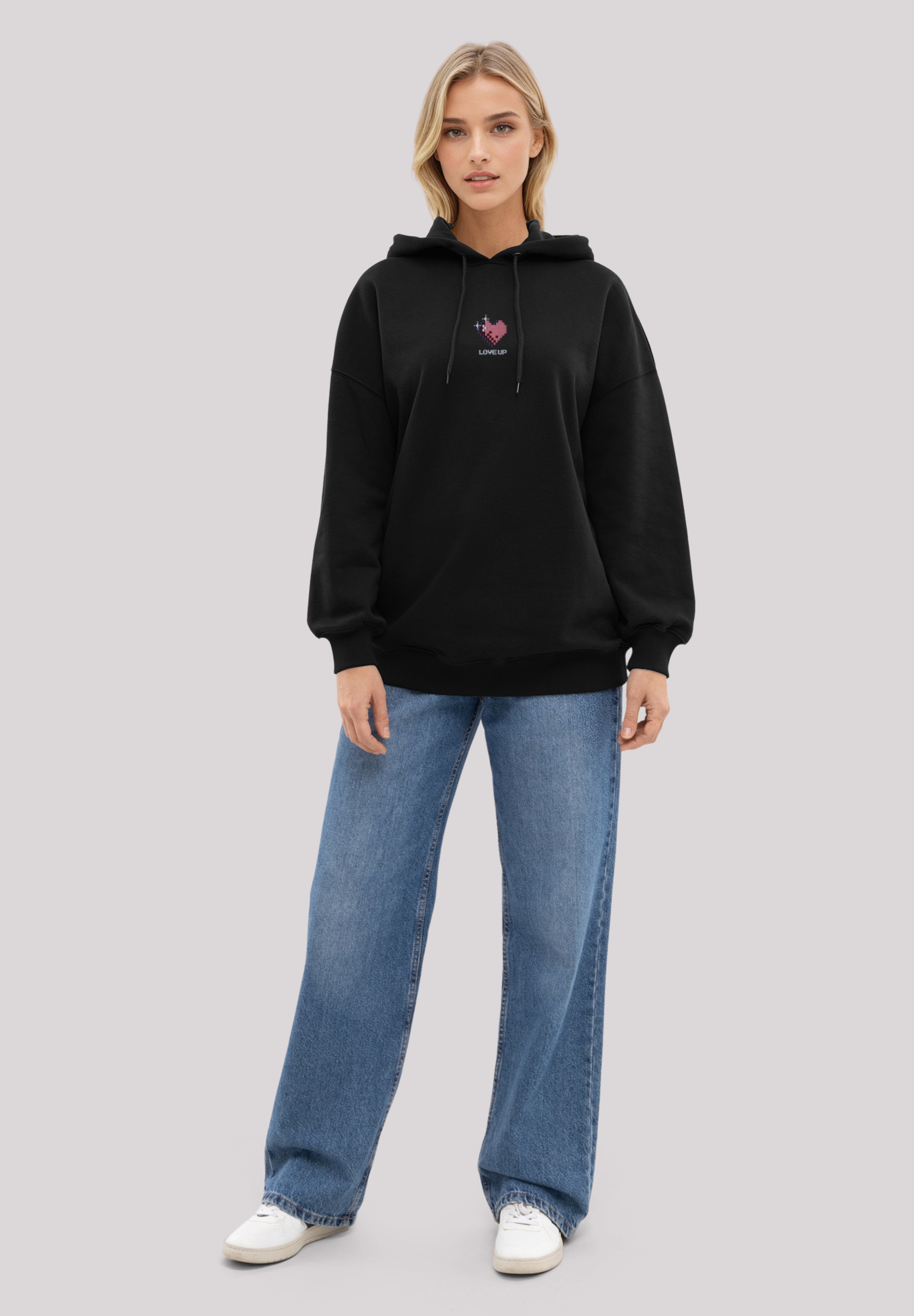 F4NT4STIC Kapuzenpullover »Pixel Herz bestickt«, bestickt, Premium Qualität
