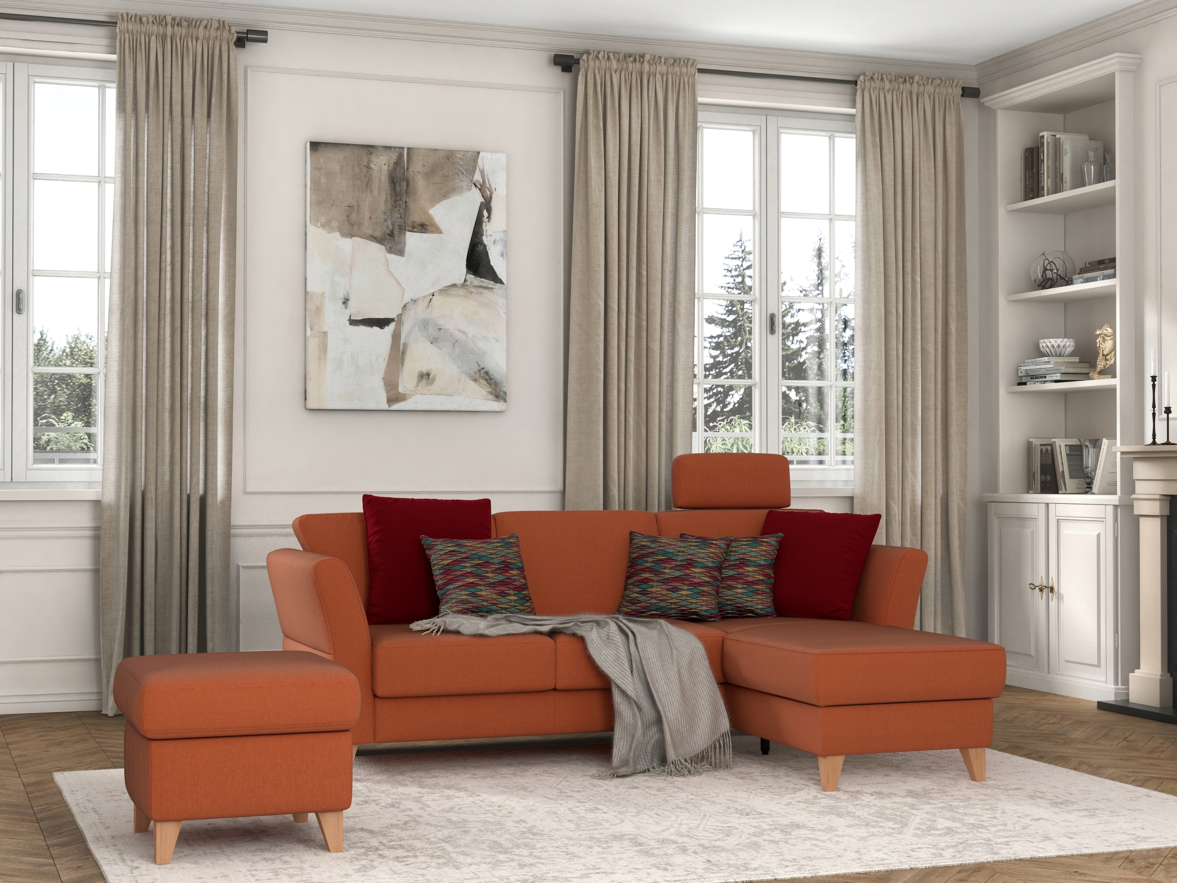 sit&more Ecksofa »Visby L-Form«, Wahlweise mit Bettfunktion und Bettkasten, frei im Raum stellbar