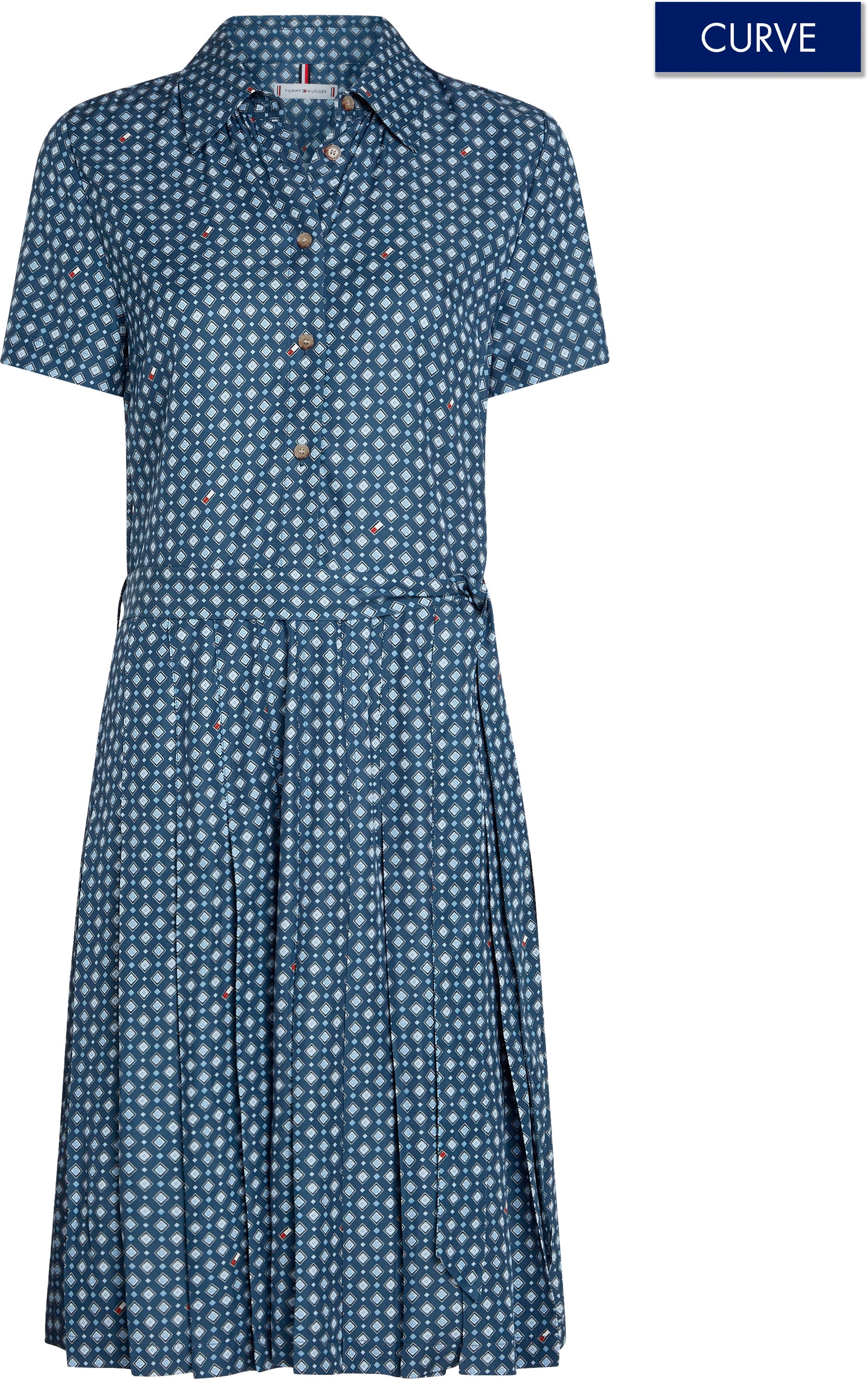 Tommy Hilfiger Curve Hemdblusenkleid »CRV FOULARD PLEATED SHIRTDRESS« Große Größen