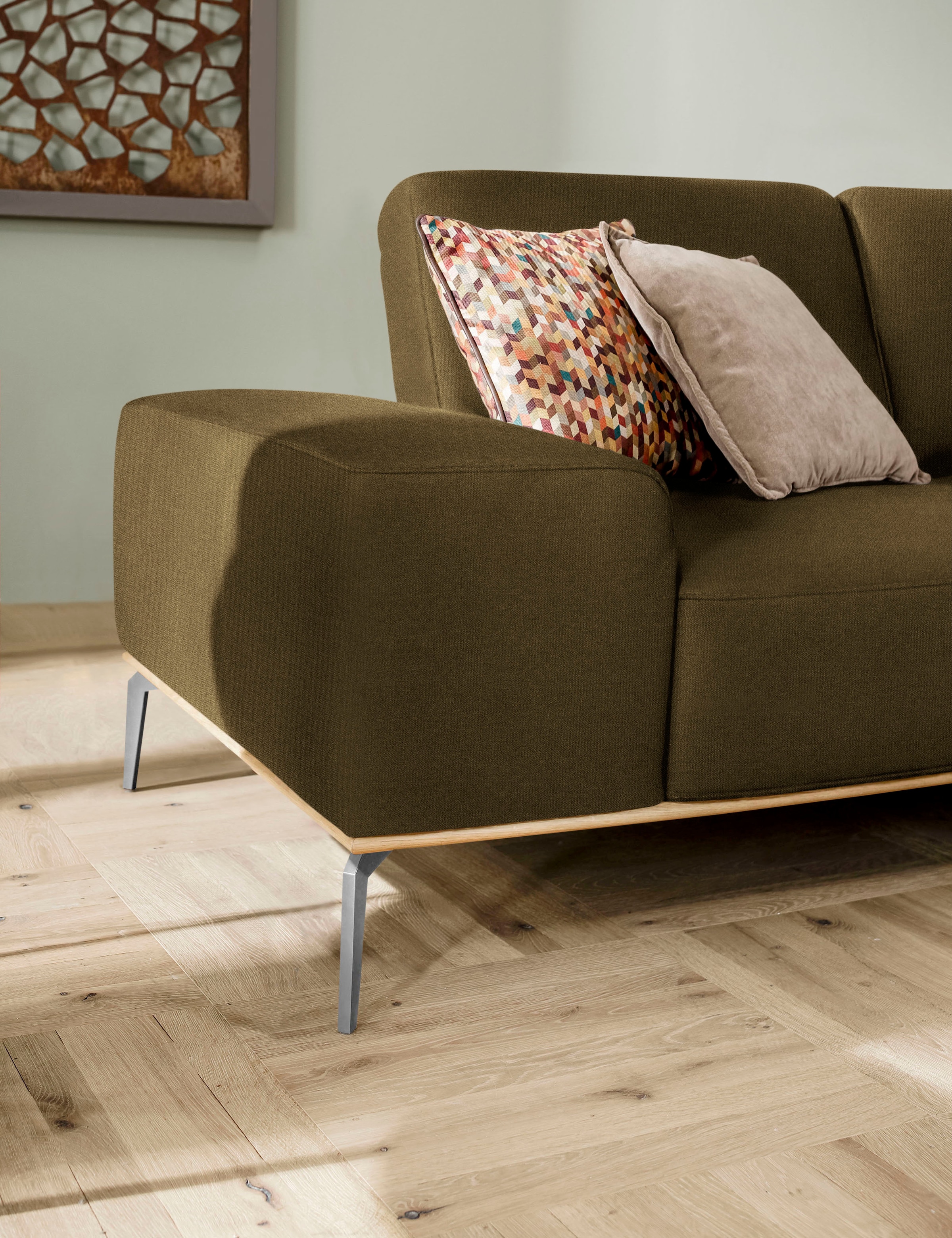 W.SCHILLIG Ecksofa »run«, mit elegantem Holzsockel, Füße in Chrom glänzend, Breite 279 cm