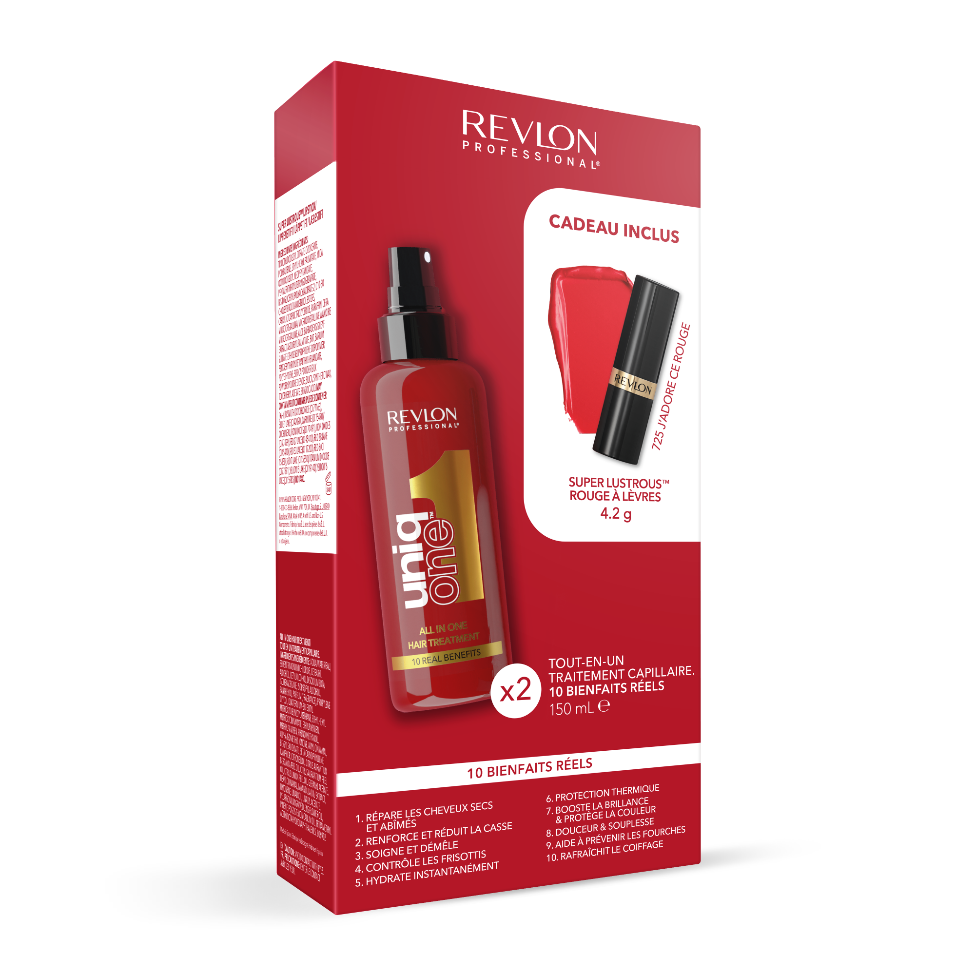 REVLON PROFESSIONAL Haarpflege-Spray »UniqOne 2x Classic Treatment + Lippenstift Rot« Haarpflege-Spray, UniqOne Classic Treatment, mit rotem Lippenstift