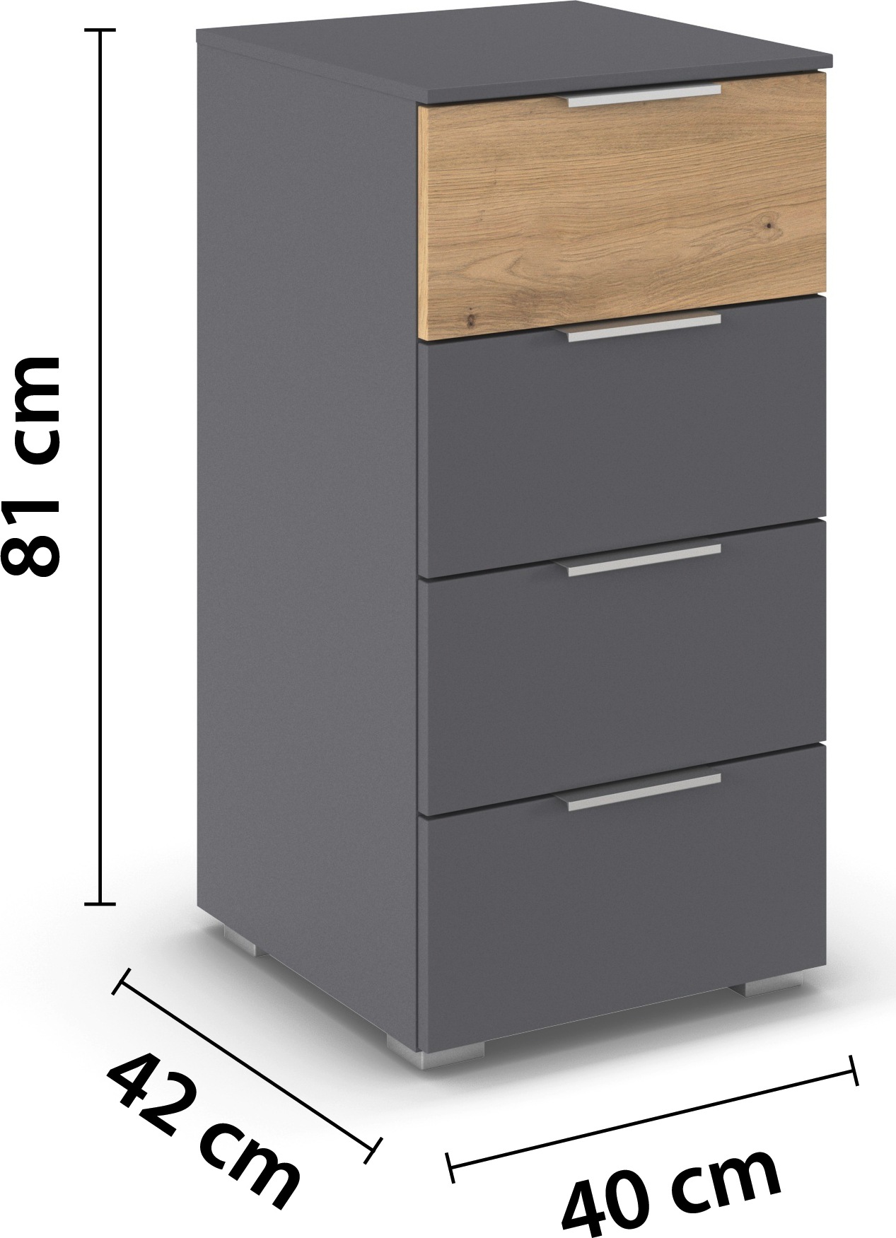 rauch Schubkastenkommode »Highboard Sideboard Schubladenkommode Kommode ASTANA« Breite 40 cm / Höhe 81 cm,  mit 4 geräumigen Schubladen, Kantengriff in Alufarben MADE IN GERMANY