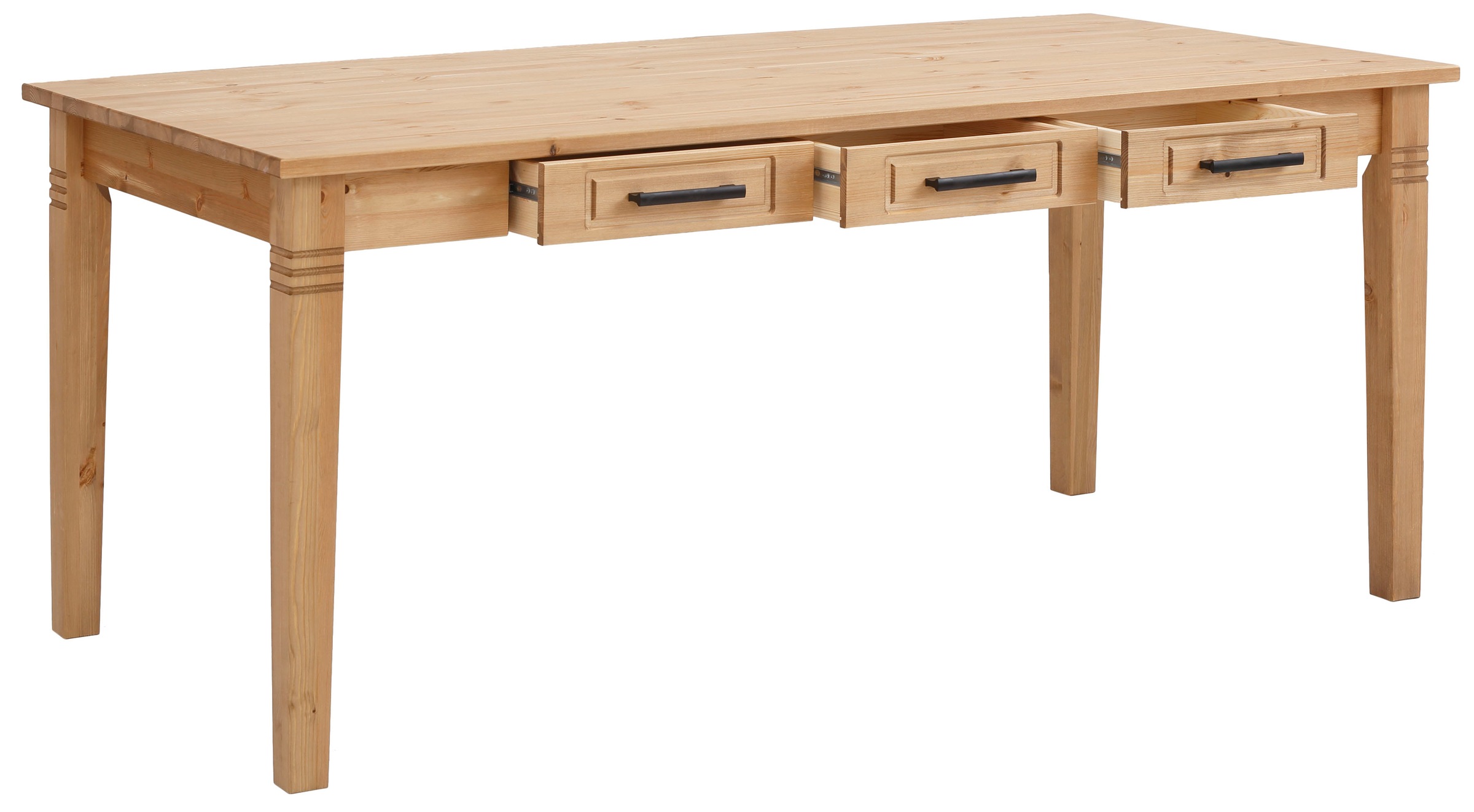 Esstisch OTTO HOME "Anabel, Schubkästen mit schwarzen Metallgriffen", beige (natur, natur), B:180cm H:75cm T:90cm, Tische, Esstisch, Buffet aus massiver Kiefer, FSC, mit Schiebetüren, B/H 186/190 cm 3