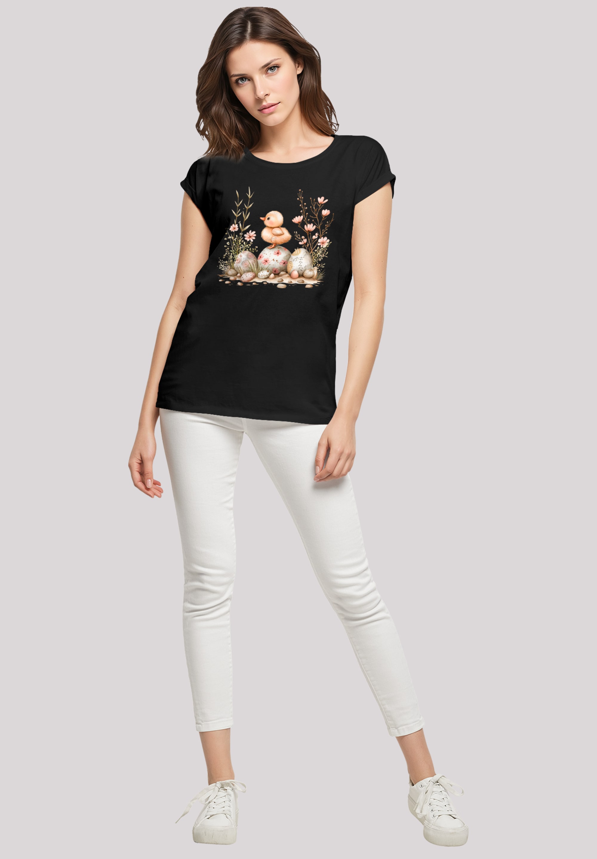 F4NT4STIC T-Shirt »Ostern Küken Ei Blumen«, Premium Qualität
