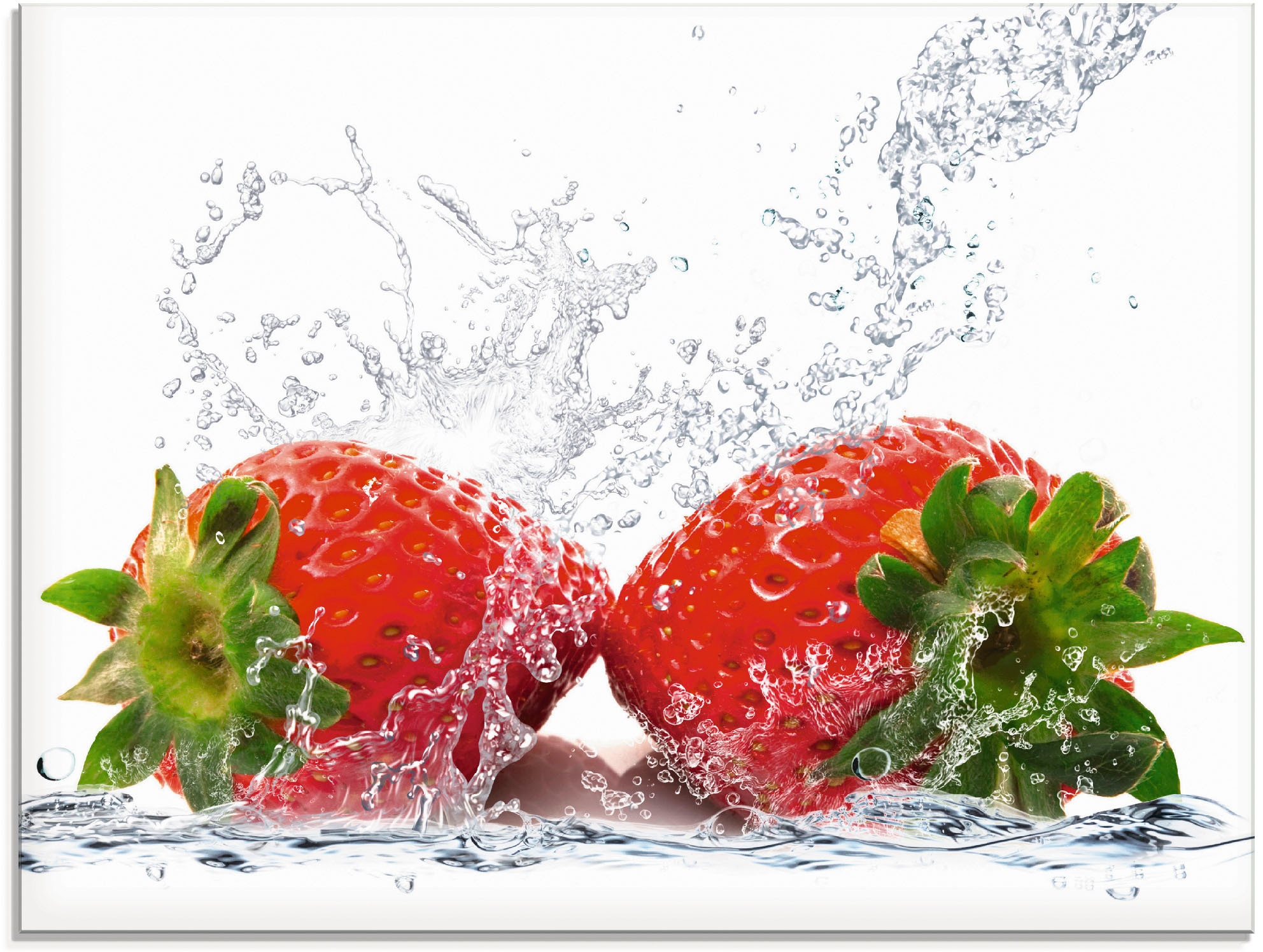 Artland Glasbild "Erdbeeren mit Spritzwasser", Lebensmittel, (1 St.), in verschiedenen Größen