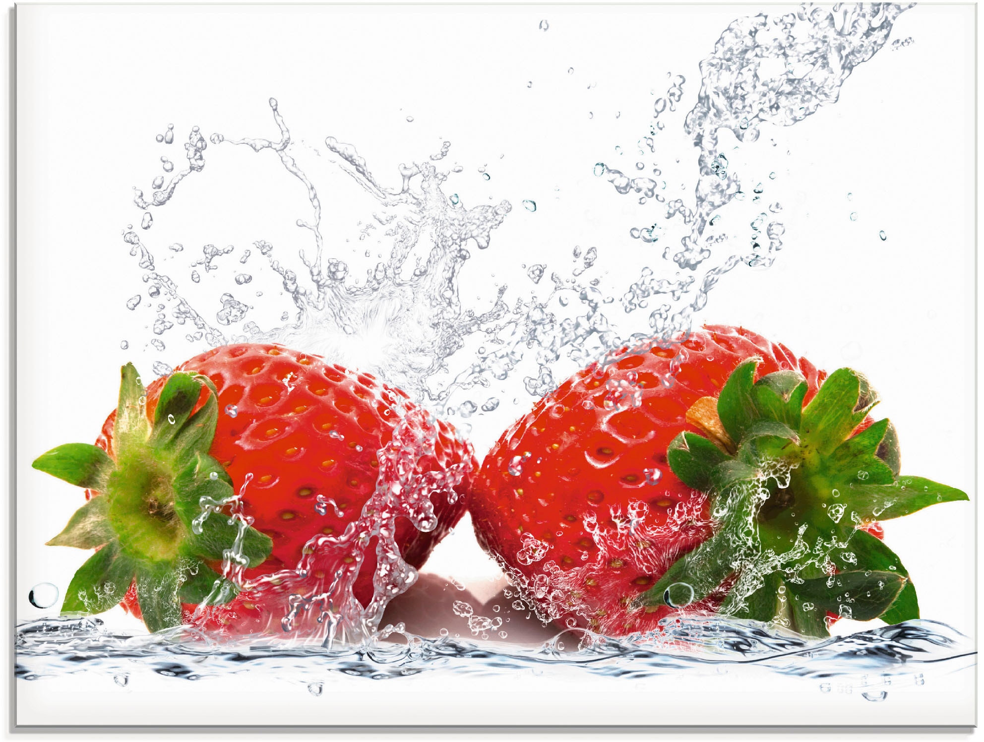 Artland Glasbild "Erdbeeren mit Spritzwasser" Lebensmittel 1 Stk. tlg. in v günstig online kaufen