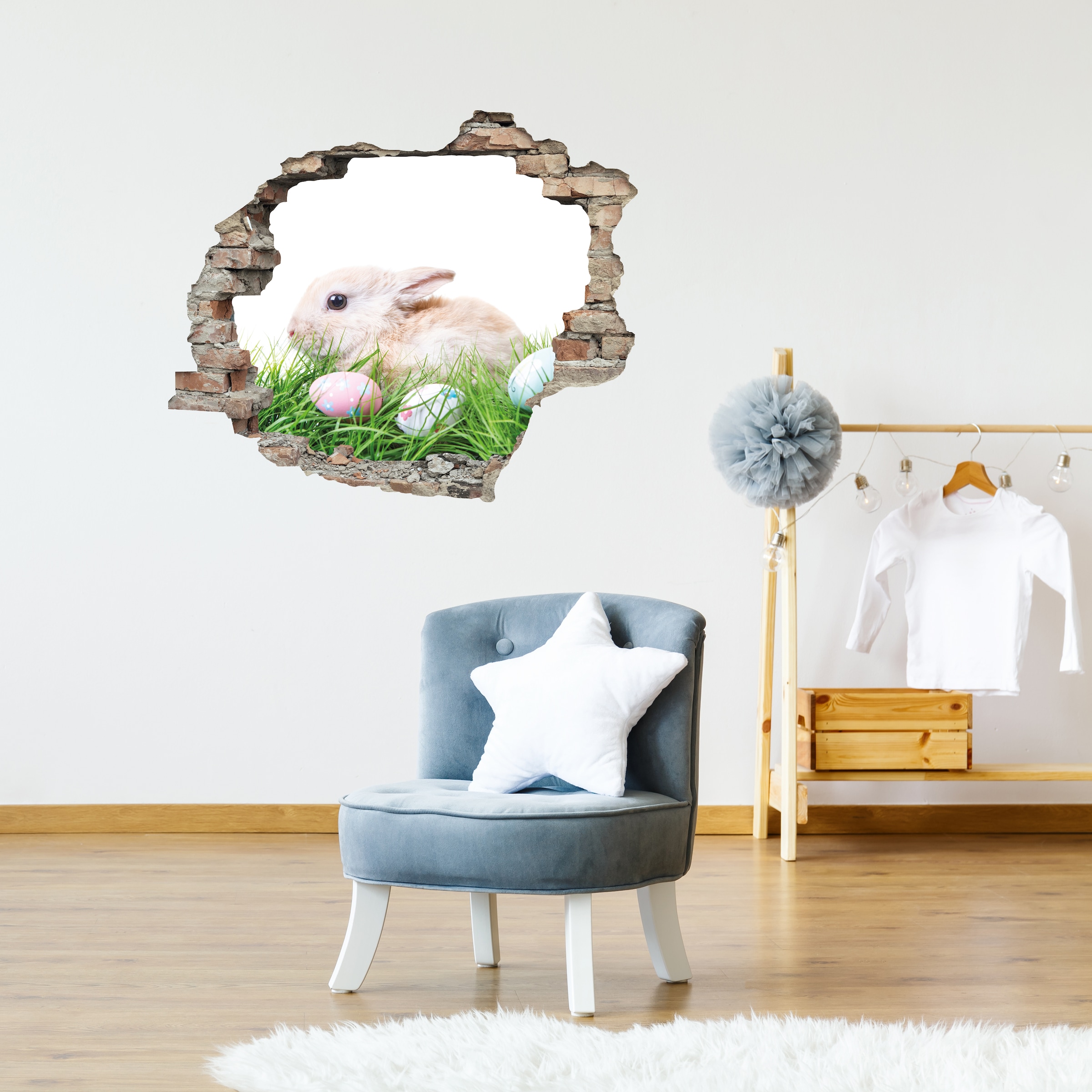 queence 3D-Wandtattoo "Hase mit Ostereiern" Selbstklebender Wandsticker Ost günstig online kaufen