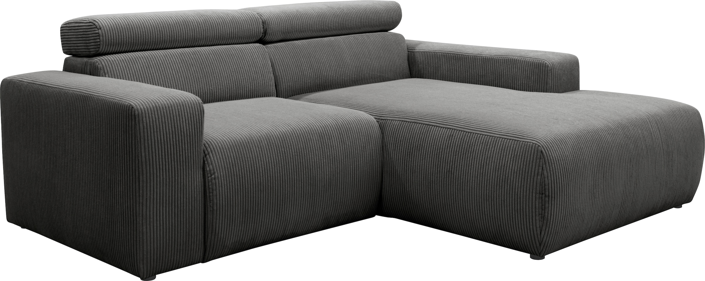 Thumbnail - DOMO collection Ecksofa "Brandon, inkl. Kopfteilverstellung, B/T/H: 214/100/80 cm, L-Form" Cord, grau