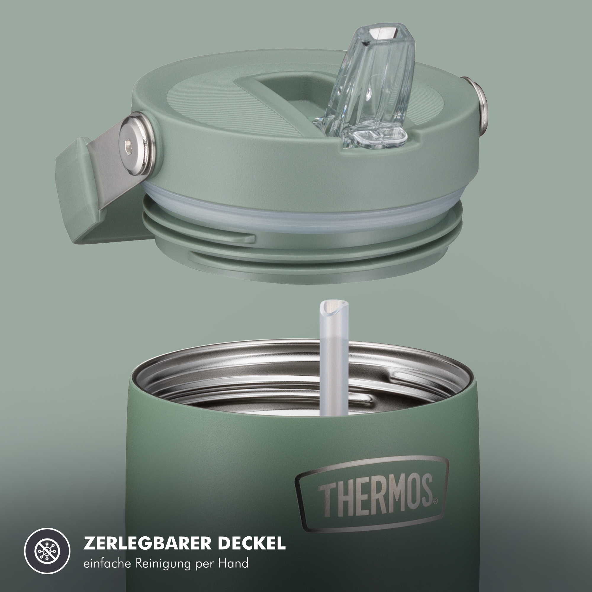 THERMOS Thermobecher »REFRESHING SERIES ISOLIERTRINKBECHER mit Flip-Straw« 0,85l,  6h kalt, mit Griff und Strohhalm zum Ausklappen
