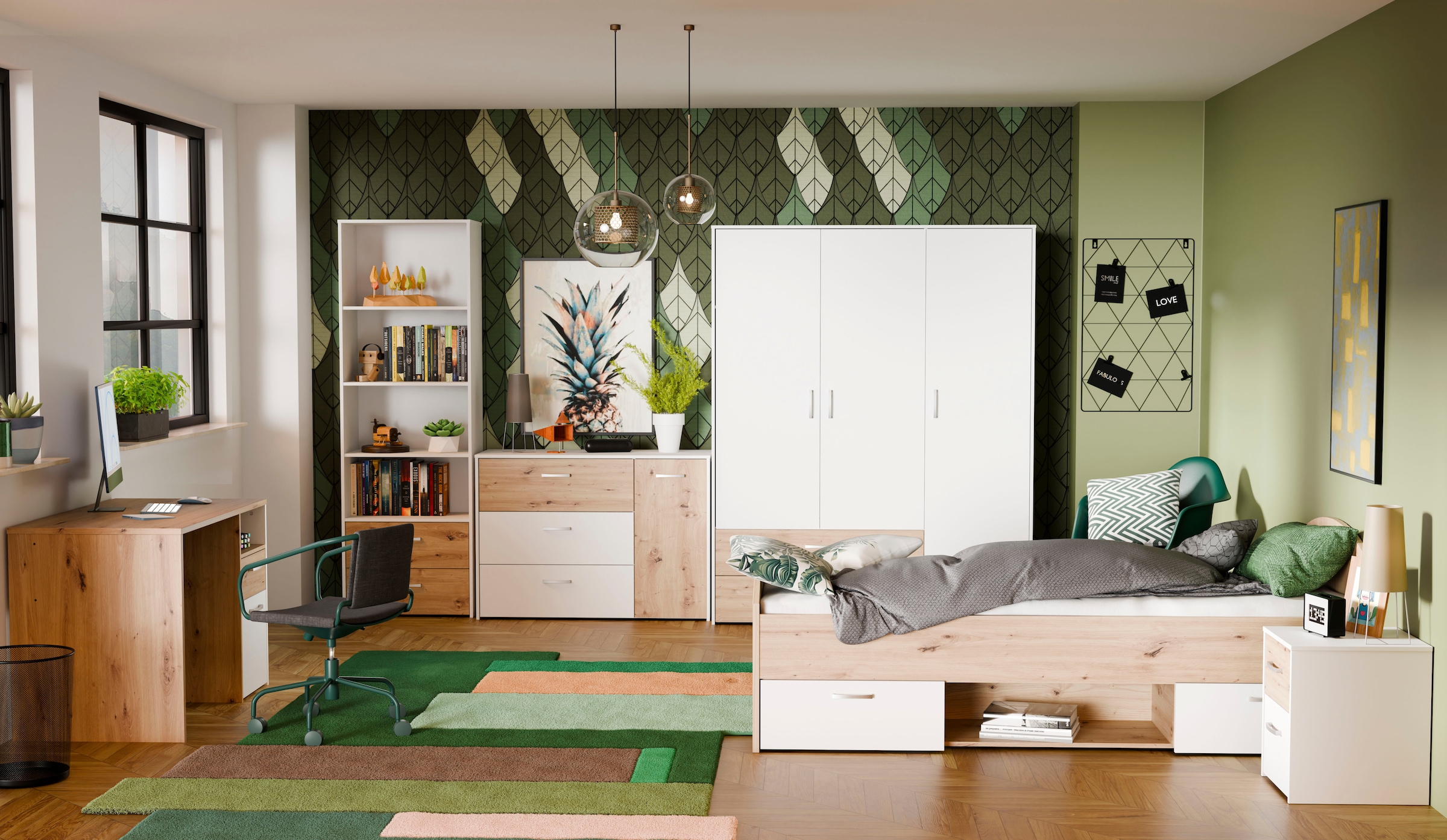 FORTE Stauraumbett »Culgoa«, Jugendbett, Stauraum, Schubkasten, modernes Dekor, pflegeleicht