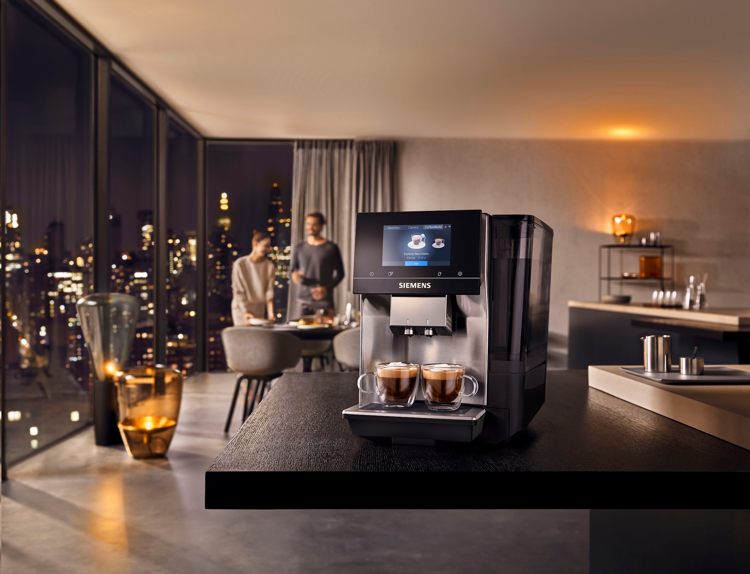 silber per bis Kaffeevollautomat Inox | Full-Touch Milchsystem-Reinigung speicherbar, metallic BAUR SIEMENS »EQ.700 Raten TP705D47«, -Display, 10 Profile