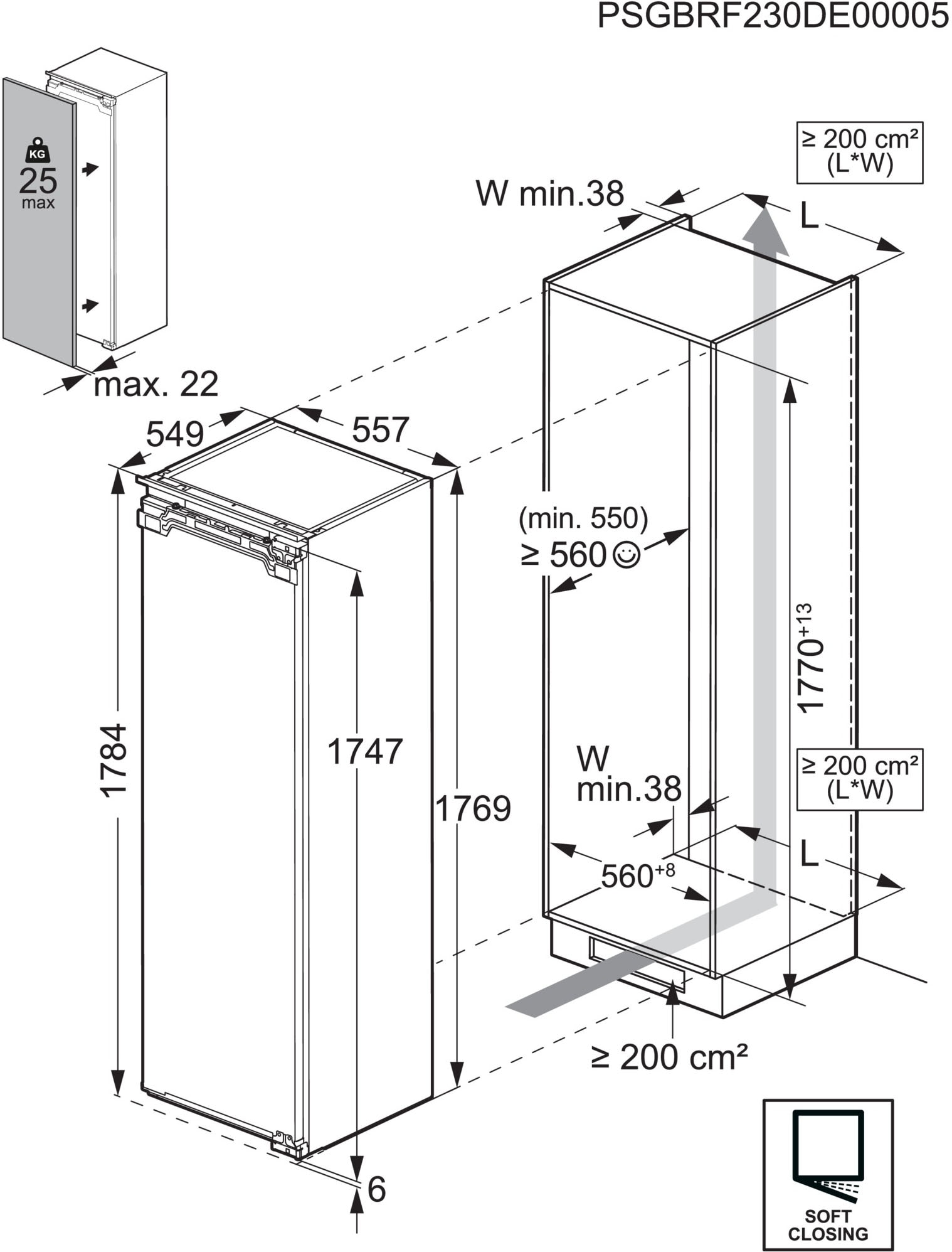 AEG Einbaukühlschrank 6000 »TK6FS181CC 923584303« 176,9 cm hoch 55,7 cm breit CustomFlex® – Flexible Fächer in der Kühlschranktür für mehr Stauraum