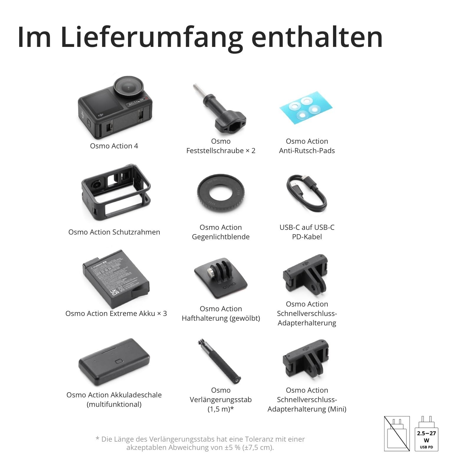 DJI Camcorder »Osmo Action 4 Adventure Combo« 4K Ultra HD Bluetooth