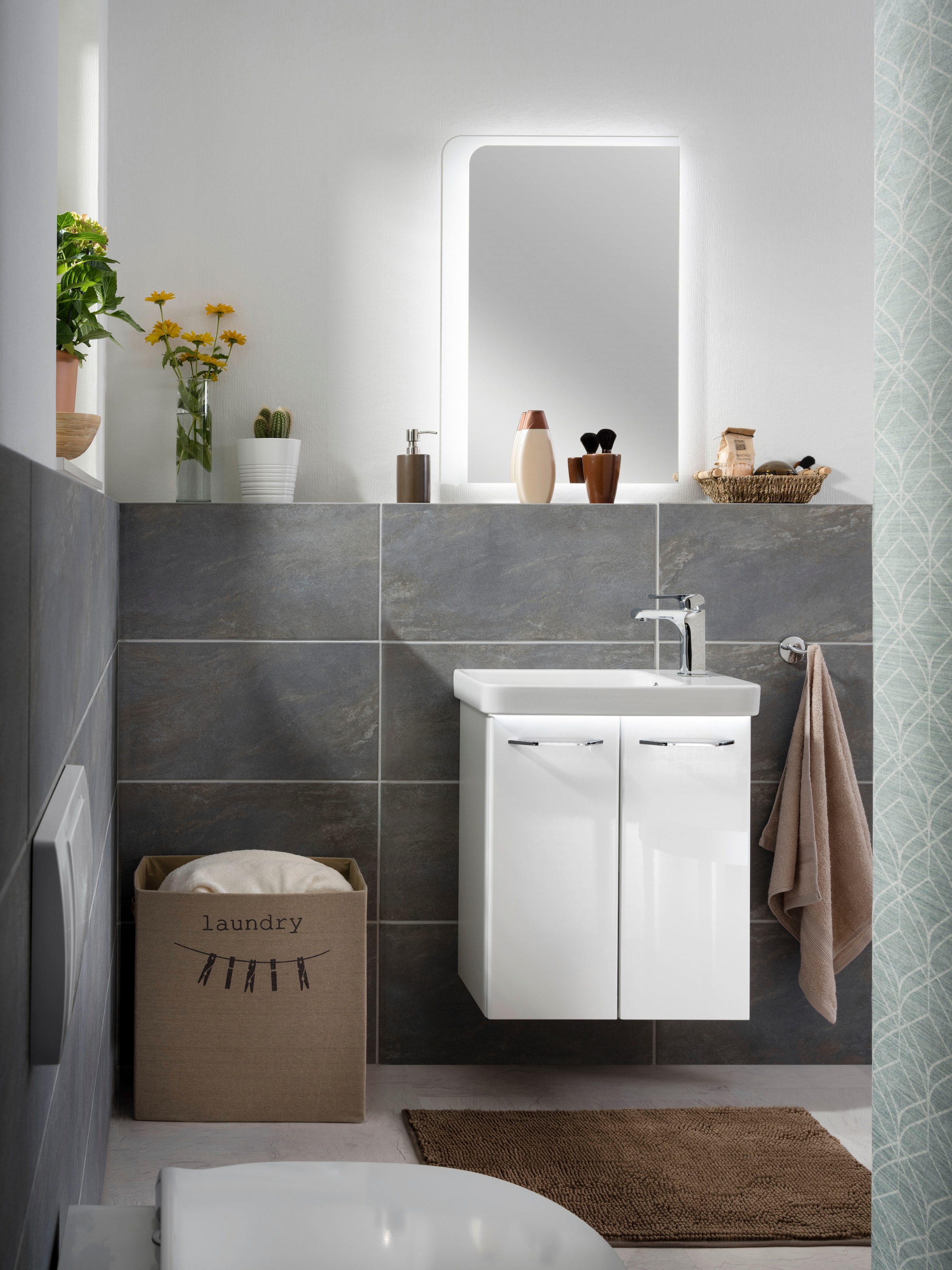 FACKELMANN Waschtisch "Mini-Gäste-WC-Set MILANO" 2-teilig, 2 tlg. Badmöbel, günstig online kaufen