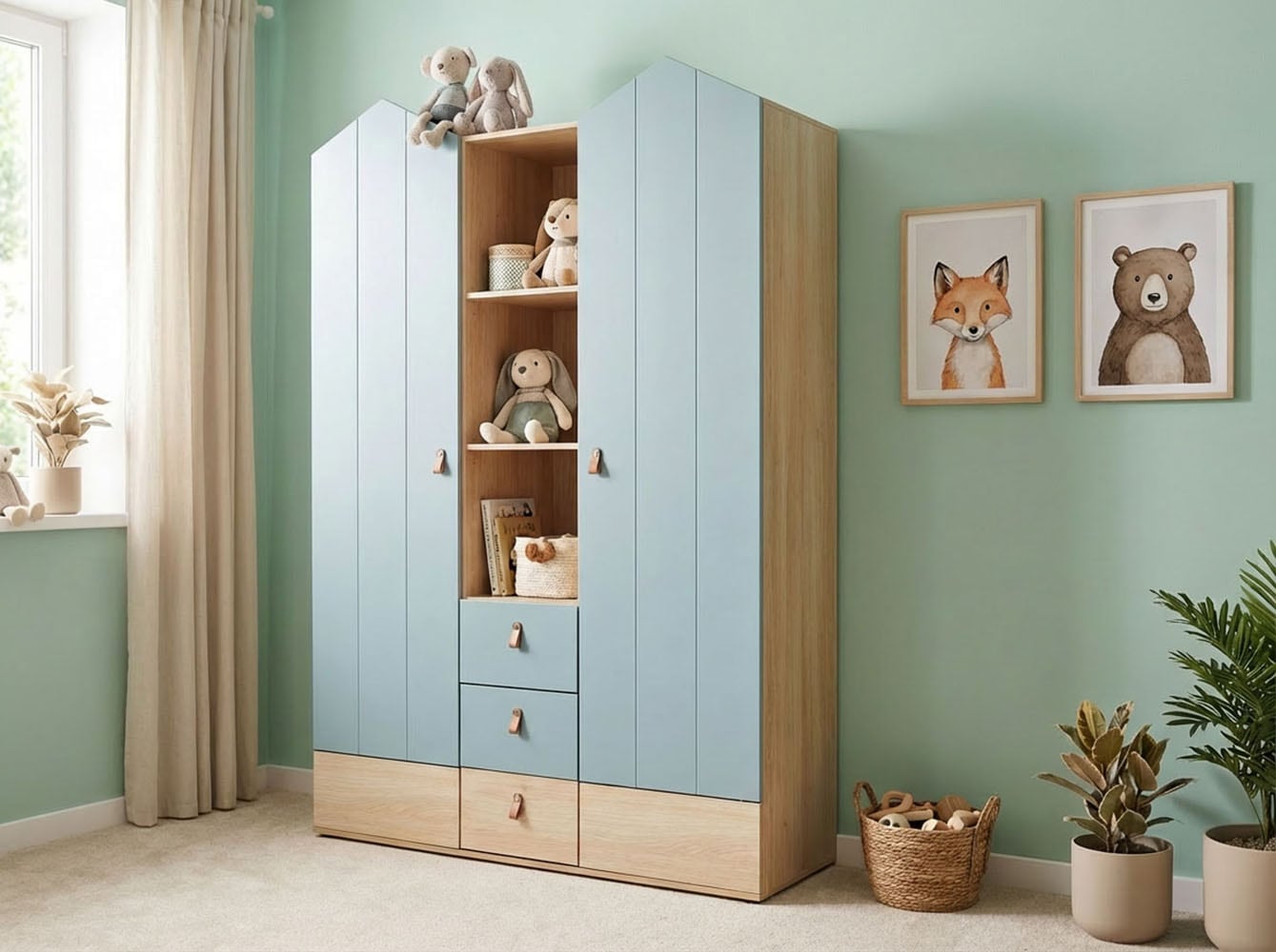 arthur berndt Kinderkleiderschrank »Kleiderschrank »Roofy« 2-türig mit Soft-Close-Funktion« Soft-Close Funktion