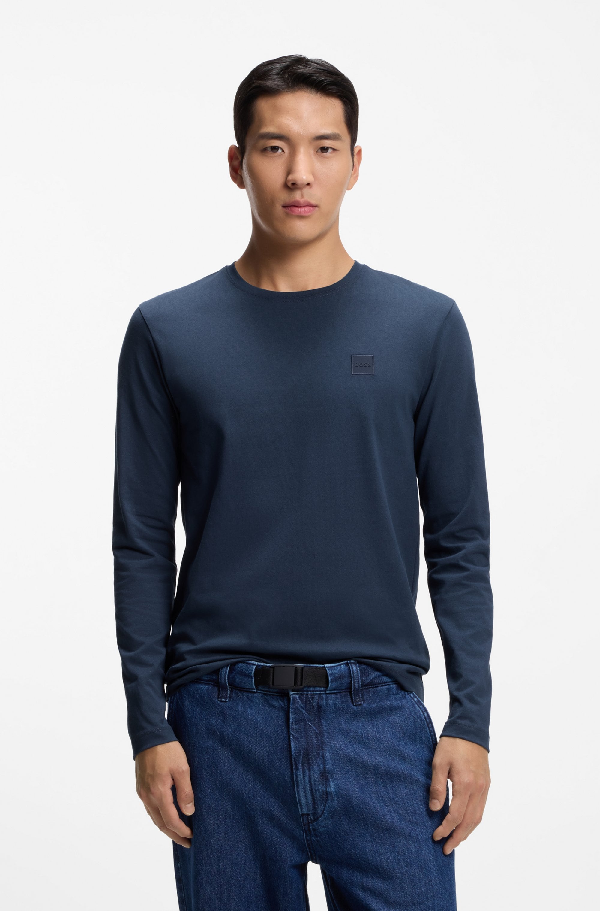 BOSS ORANGE Langarmshirt "Tacks" mit Markenlogo auf der Brust günstig online kaufen