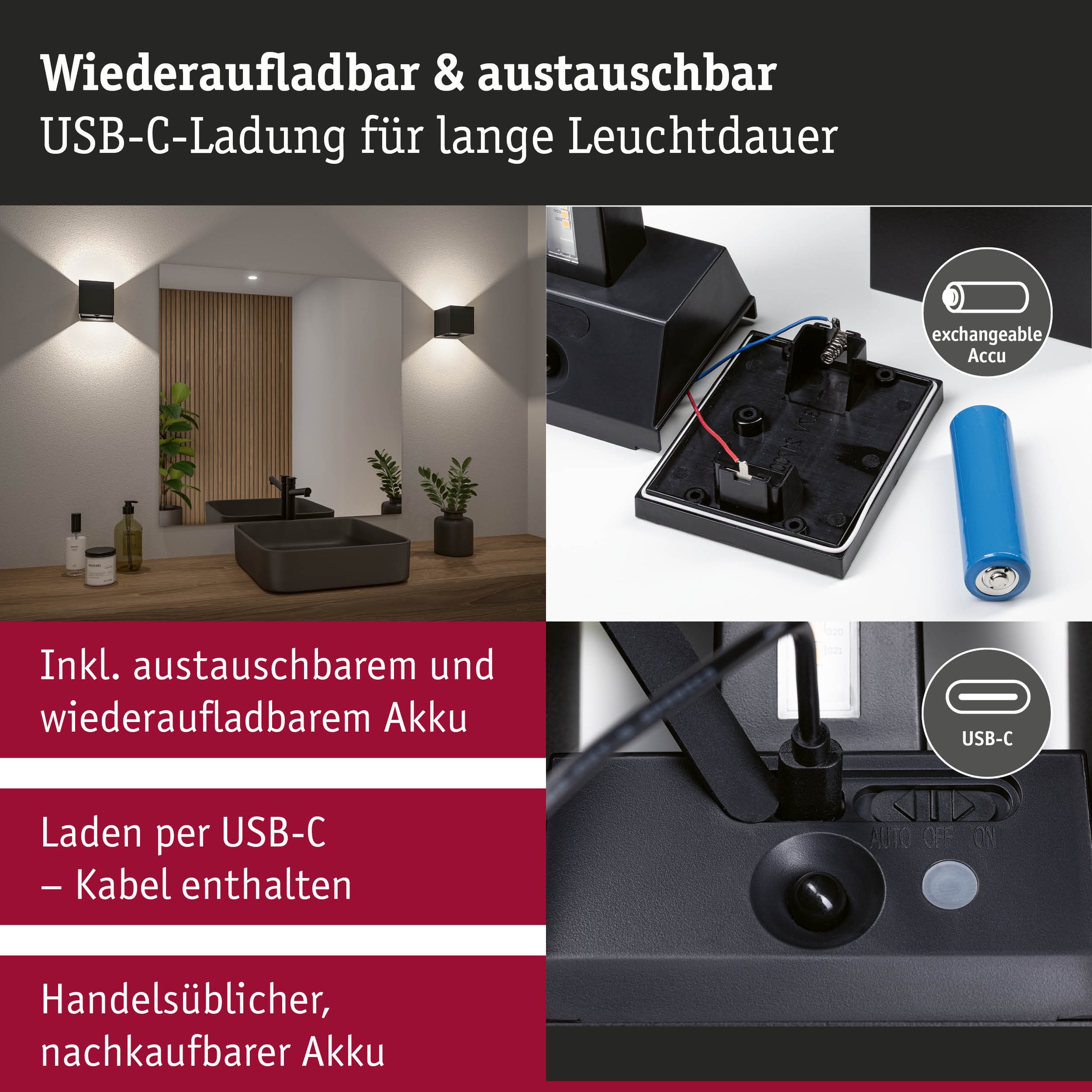 Paulmann LED Wandleuchte »Nyara IP44 2W« LED-Modul 2 Stk. Dämmerungsgesteuerter Bewegungsmelder (HF)