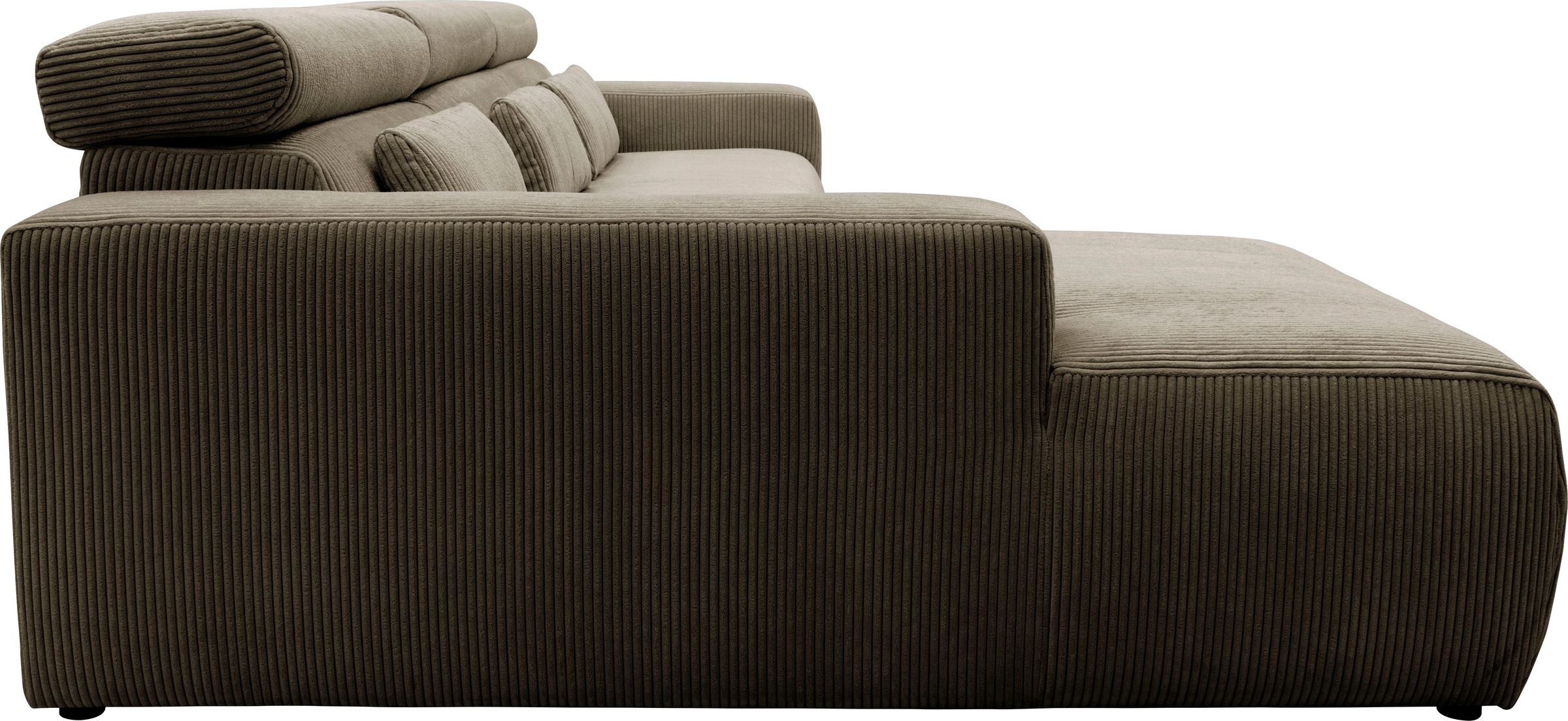 DOMO collection Ecksofa »Brandon große Ausführung B/T/H: 289/177/80 cm, auch in Leder und Cord«, mit Kopfteilverstellung, wahlweise Sitztiefenverstellung, L-Form