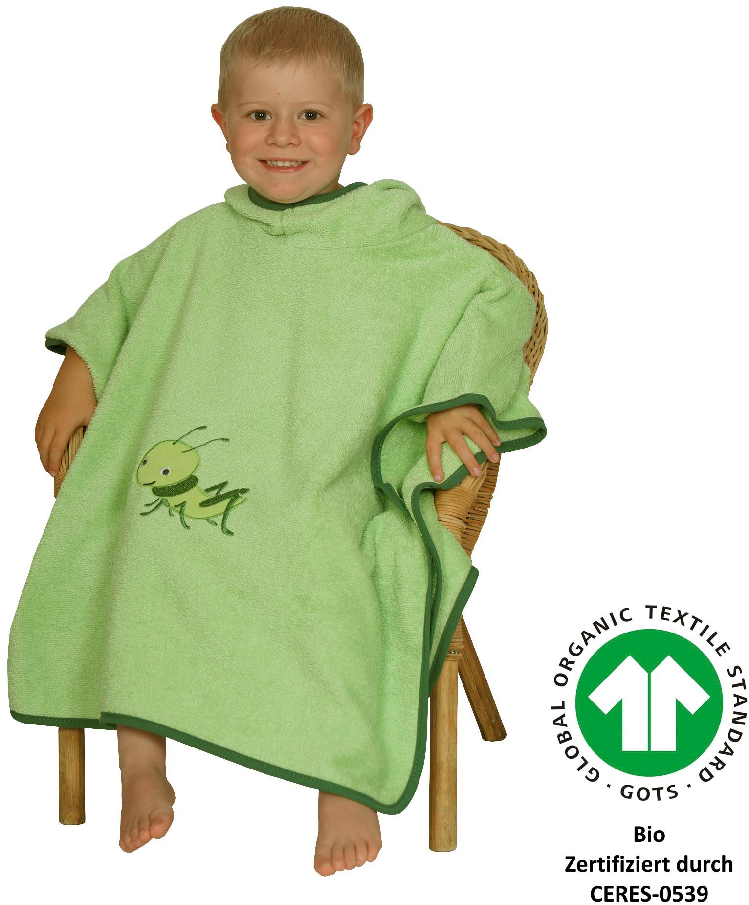 Wörner Badeponcho "Grashüpfer hellgrün" maschinenwaschbar, trocknergeeignet günstig online kaufen