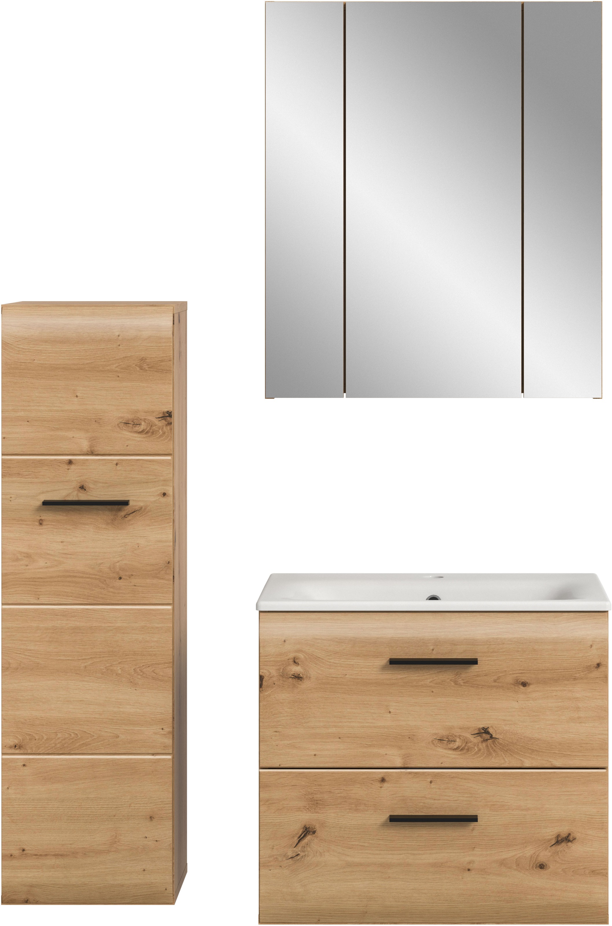 INOSIGN Badezimmer-Set, (Set, 4 St.), Florenz, Badkombination 4-tlg.,Artisan Oak NB, inkl. Waschbecken