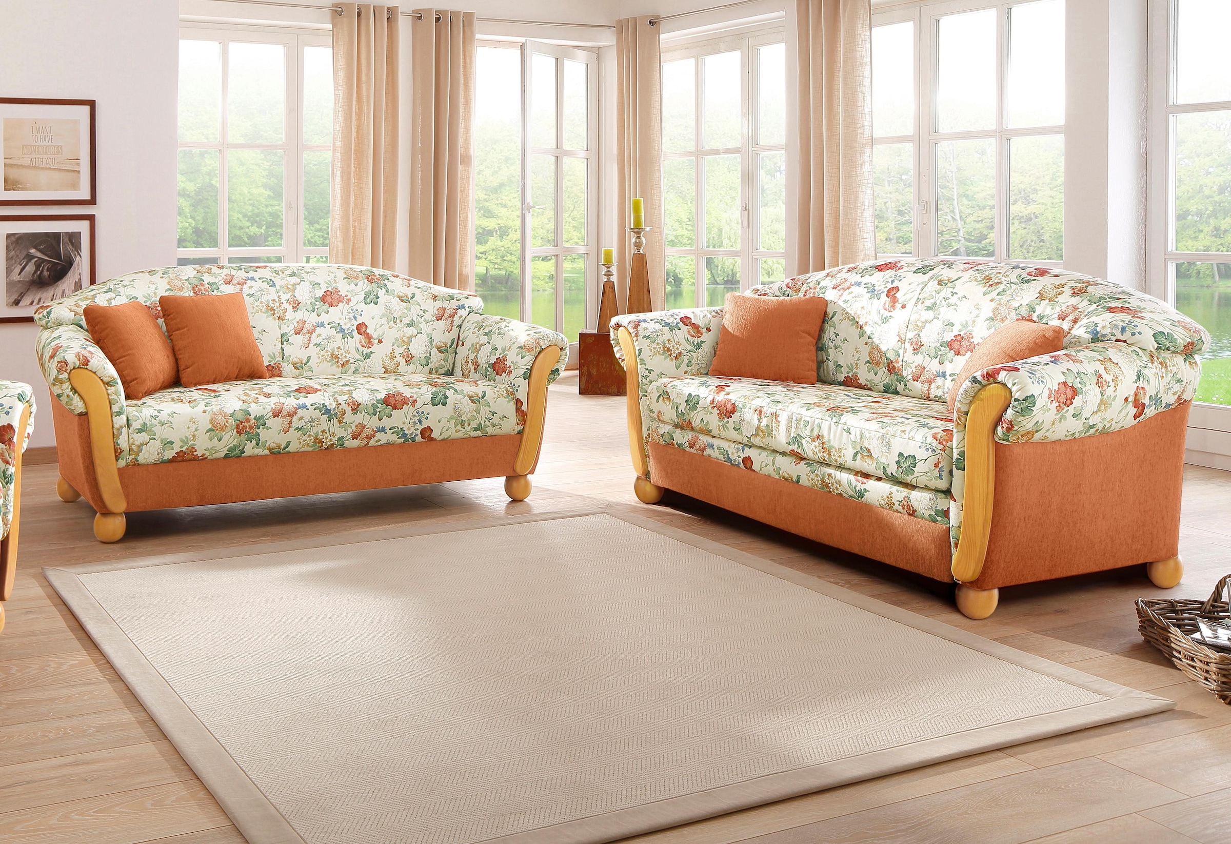 Home affaire Polstergarnitur "Milano, bequem durch Federkern, Landhaus Stil günstig online kaufen