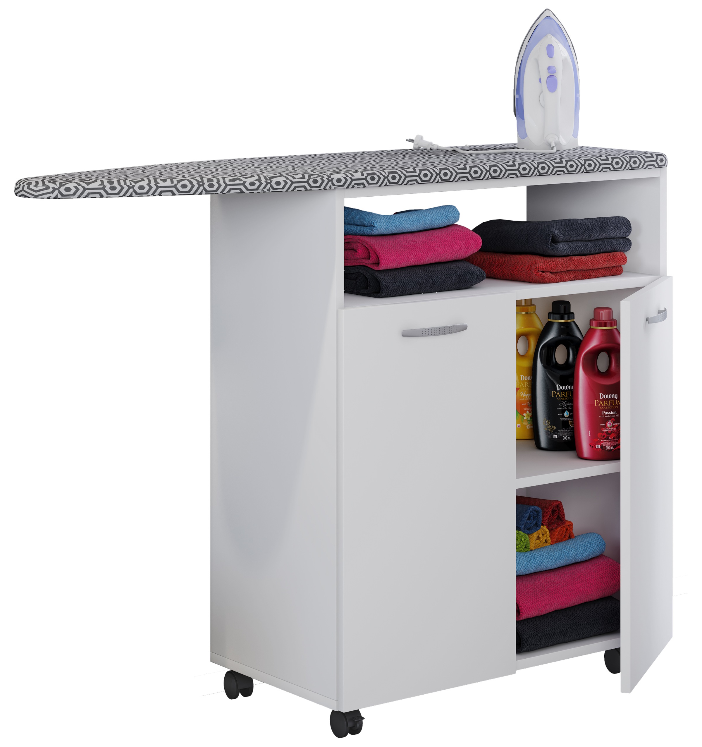 Kommode VCMweiß, Sideboards, "Holz Bügelbrett Kommode Sideboard Rollen Bigilo"