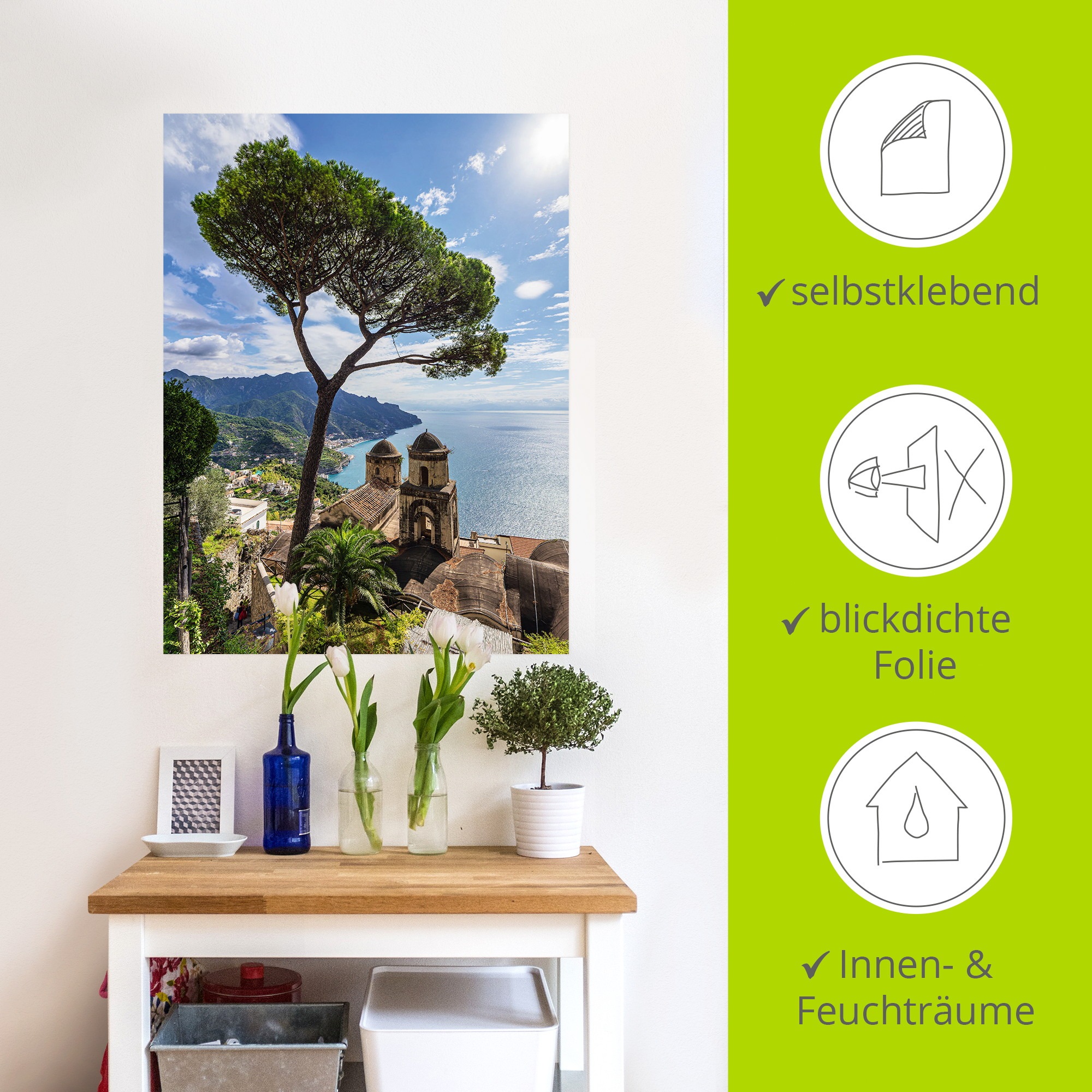 Wandbild ARTLAND "Ravello an der Amalfiküste in Italien", farbe bild(er): blau, B:30cm H:40cm, Bilder, als Alubild, Leinwandbild, Poster, Wandaufkleber in verschied. Größen 2