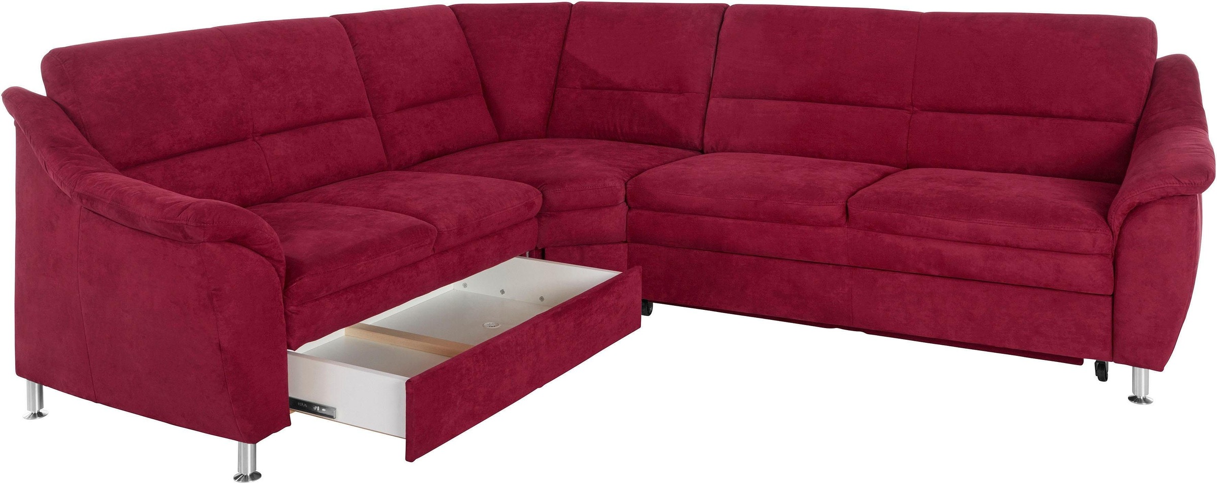 Ecksofa HOME AFFAIRE "Cardoso L-Form", rot (bordeaux), B:260cm H:90cm T:230cm, Luxus-Microfaser ALTARA NUBUCK (100% Polyester);Luxus-Microfaser weich (90% Polyester, 10% Polyamid);Struktur (52%Polyester, 35% Acryl, 13%Cotton);Luxus-Microfaser Lederoptik ( 7