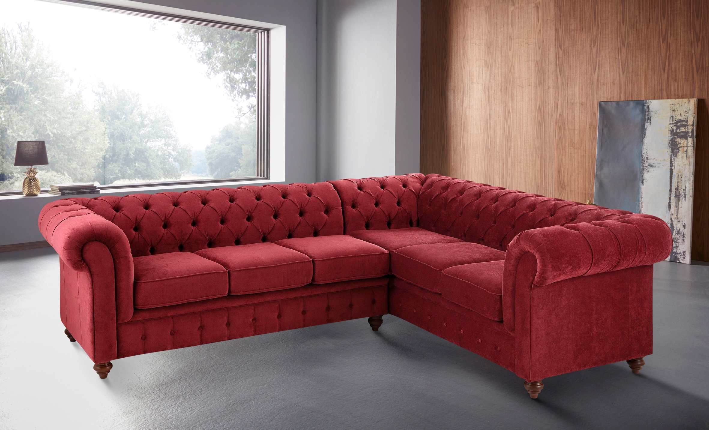 Home affaire Chesterfield-Sofa »Chesterfield Ecksofa, auch in Leder L-Form«, hochwertige Knopfheftung, langer Schenkel links oder rechts wählbar