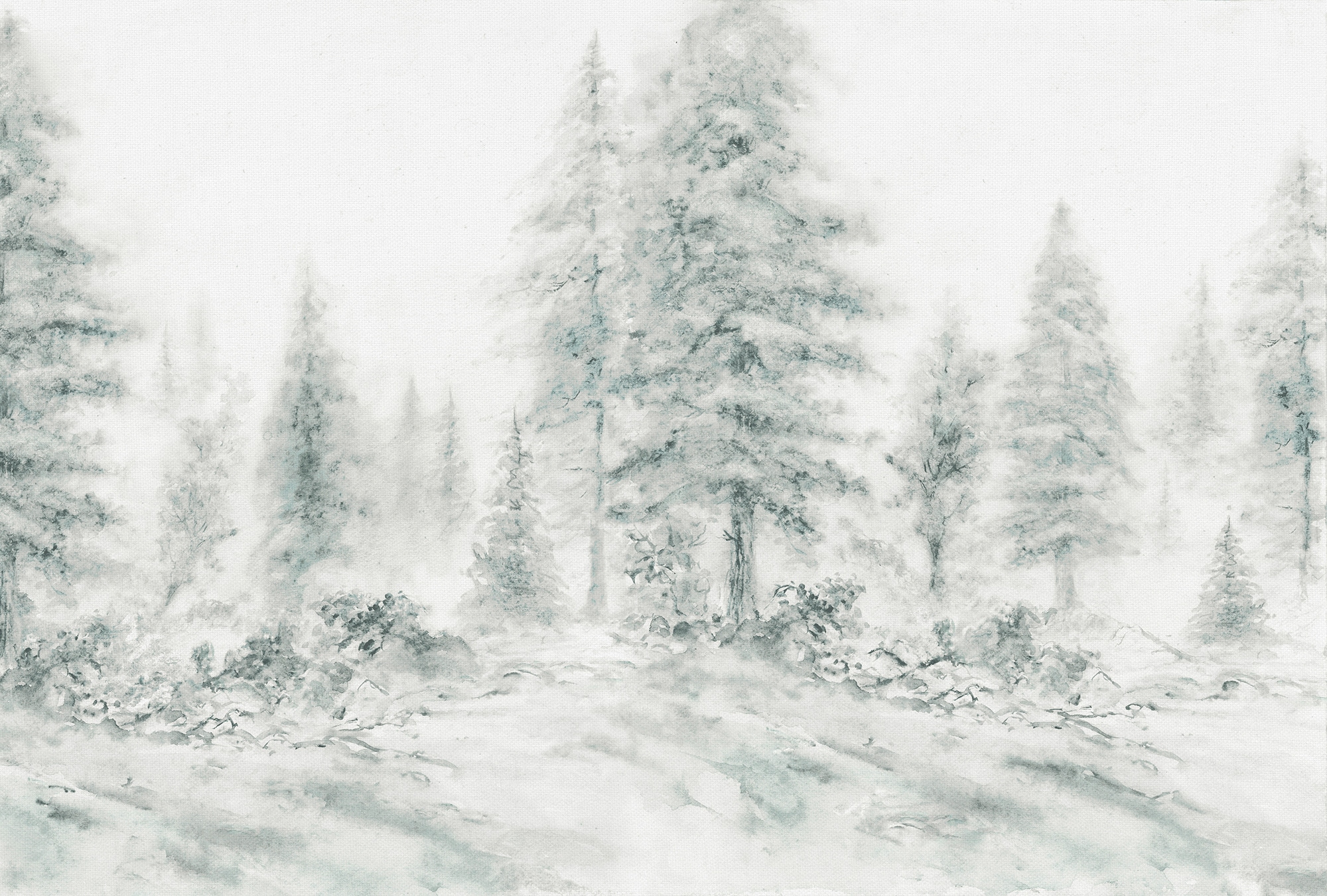 Architects Paper Fototapete "Atelier 47 Aquarel Forest 2" Wald glatt Vlies, Wand, Schräge, Decke