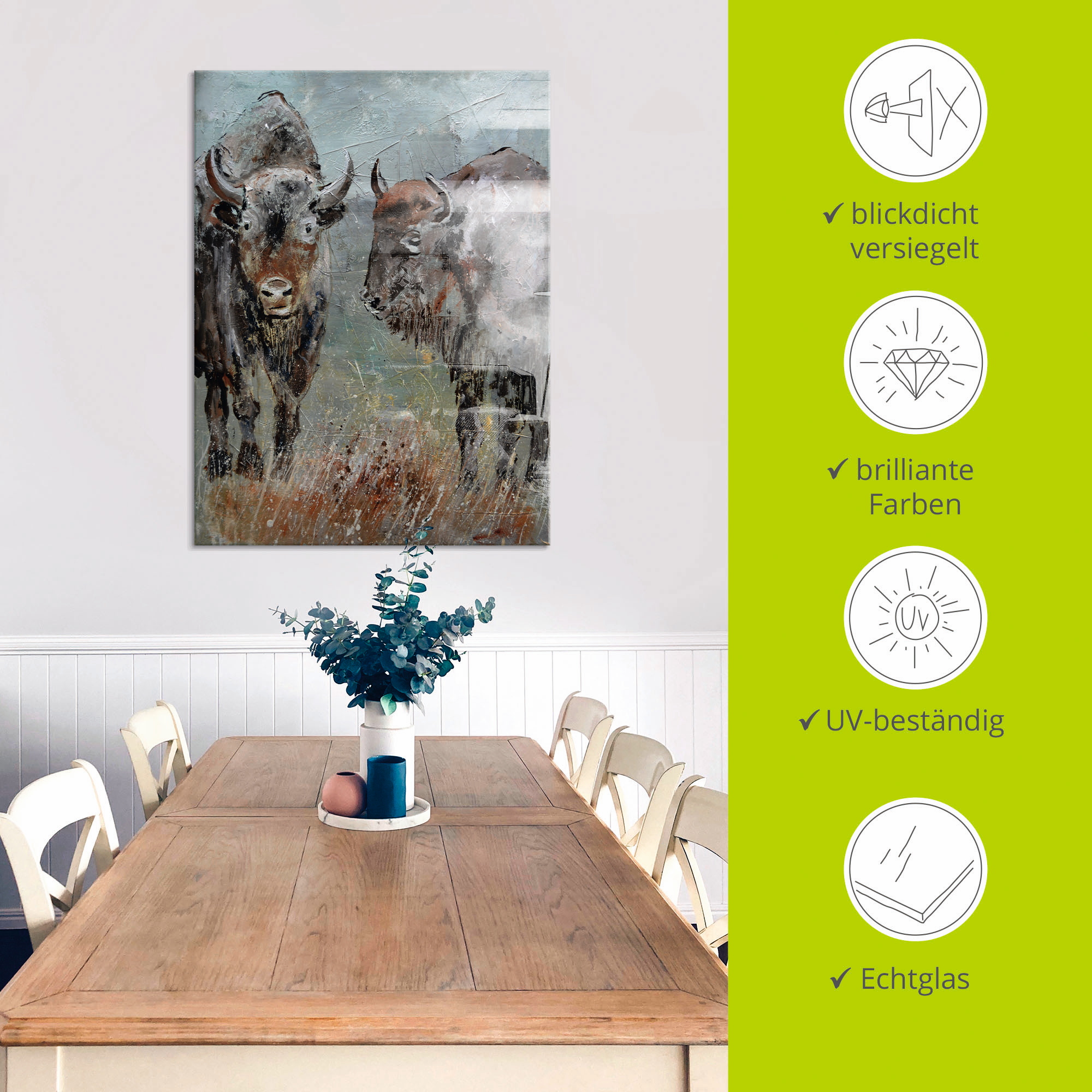Artland Glasbild »Büffel«, Wildtiere, (1 St.), in verschiedenen Größen