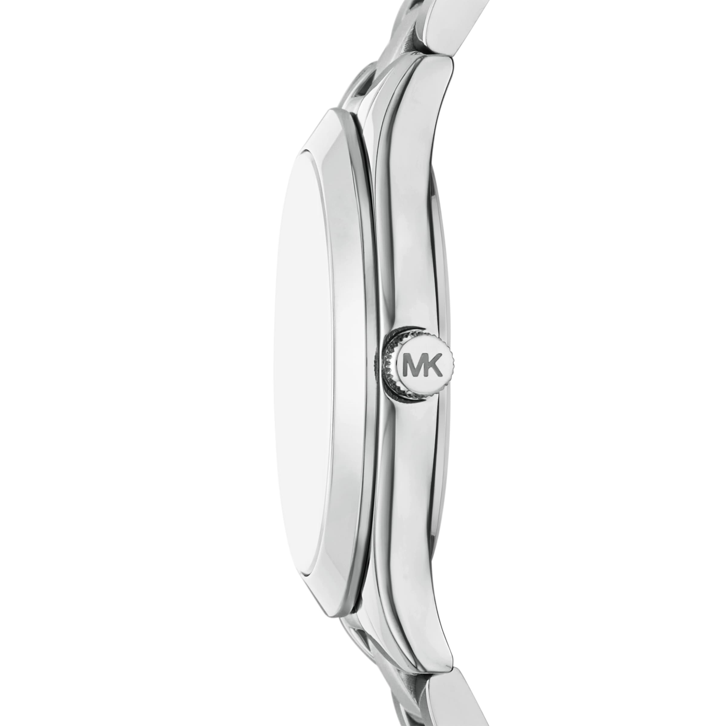 MICHAEL KORS Quarzuhr »SLIM RUNWAY«, (Set, 4 tlg., mit Armband und 1 Paar Steckcreolen), Armbanduhr, Damenuhr, Edelstahlarmband, Ideal auch als Geschenk