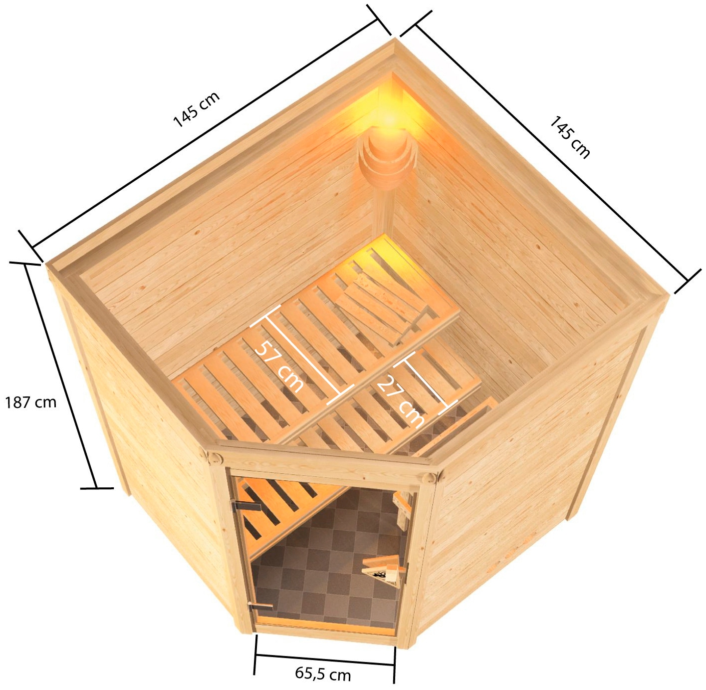 welltime Sauna »Anni«, 3,6-kW-Plug & Play Ofen mit ext. Steuerung