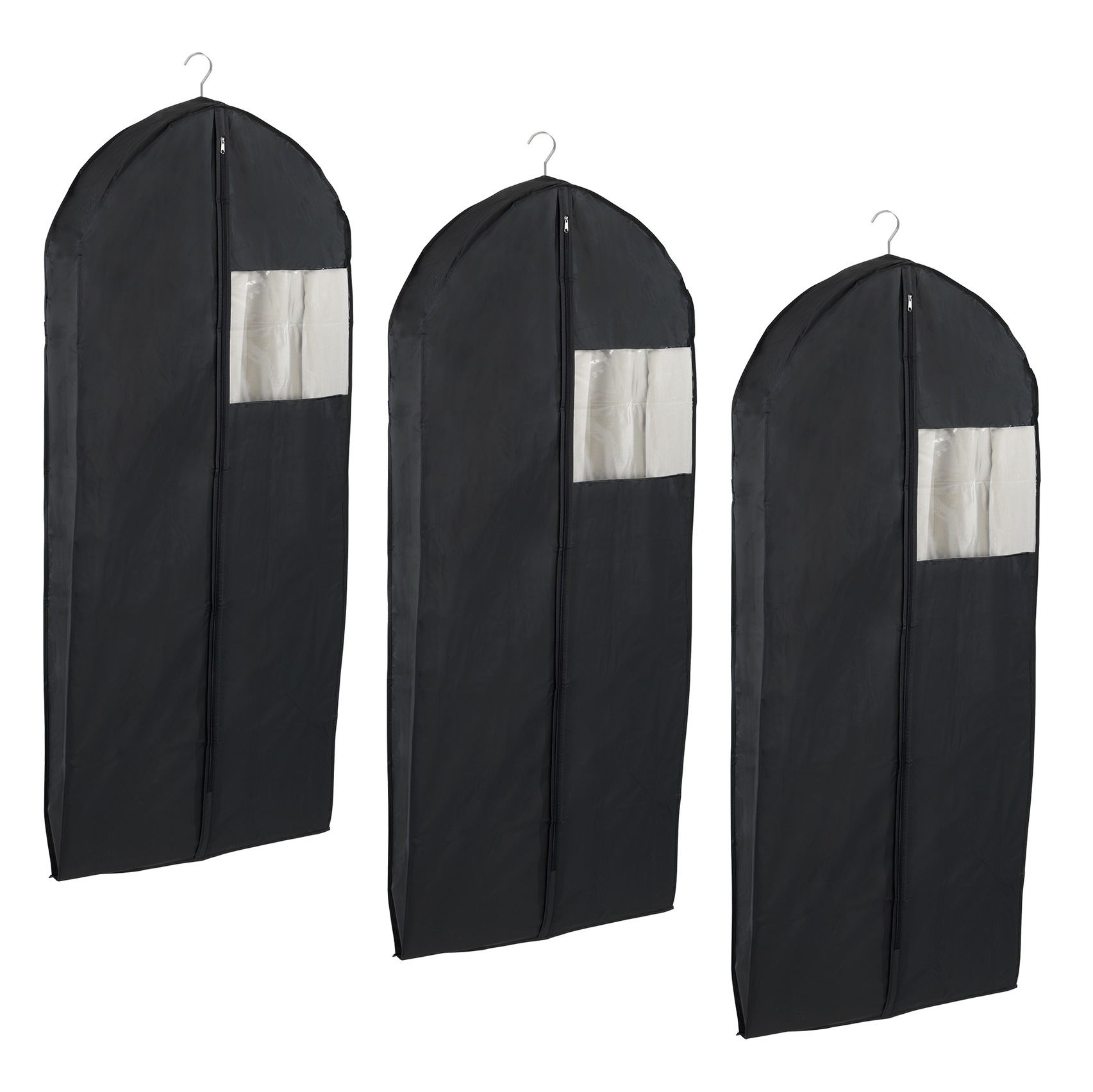 WENKO Kleidersack "Modell Deep Black", schwarz, Kleidersäcke, Kleiderschutzhülle mit Reißverschluss & Sichtfenster, ideal auf Reisen