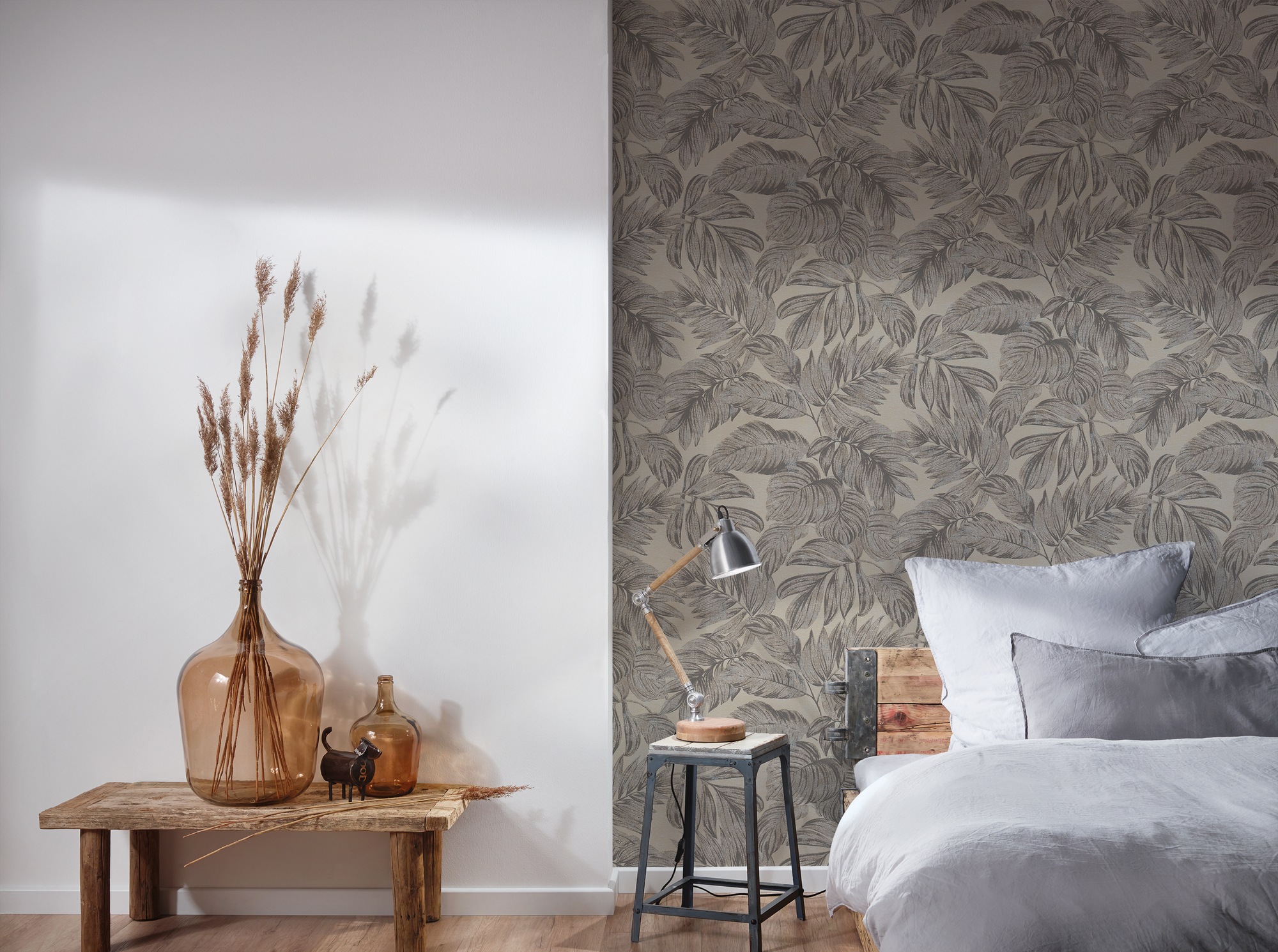 A.S. Création Vliestapete »Casual Living florale Tapete Mustertapete Blätter Blattmuster«, matt, Vliestapete Blättertapete für Schlafzimmer Küche Wohnzimmer Floral