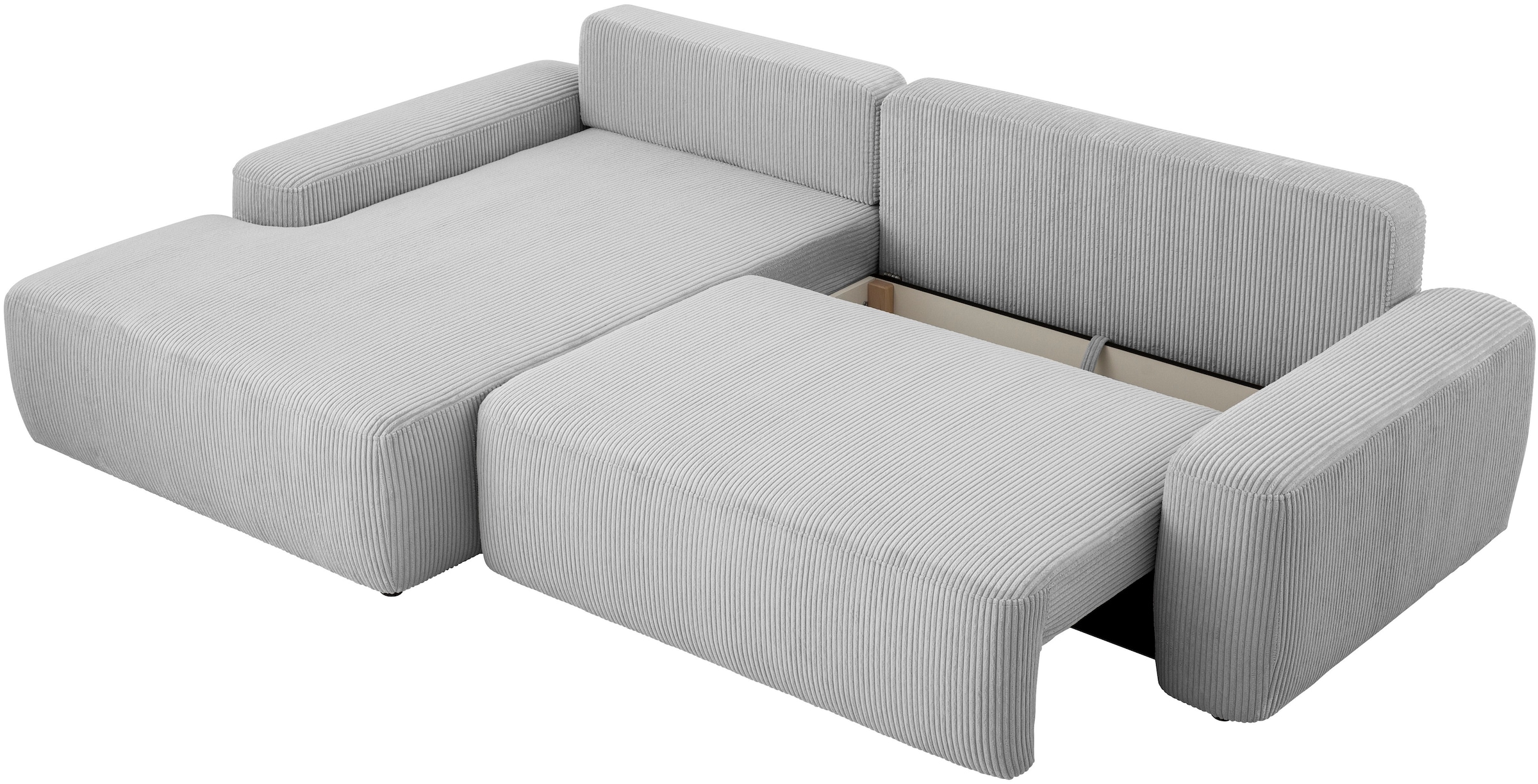 INOSIGN Ecksofa »TORGE (264cm), Schlafsofa in Cord, Samtvelours o Struktur fein, L-Form«, Schlaffunktion, Bettkasten, Liegefläche: 125/210 cm