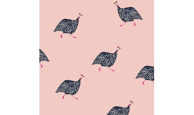 Vliestapete »Guinea Fowl Blush Pink«, animal print, animal print