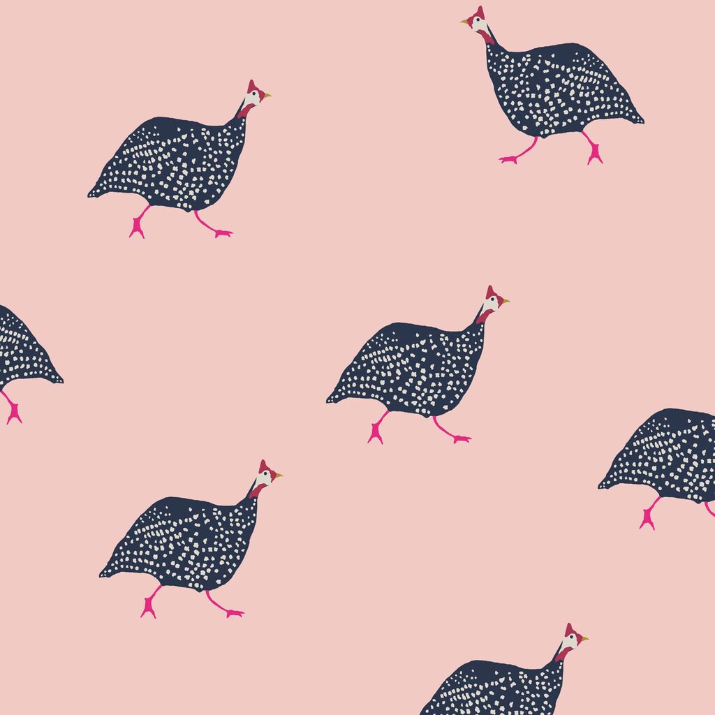 Joules Vliestapete »Guinea Fowl Blush Pink«, animal print, animal print