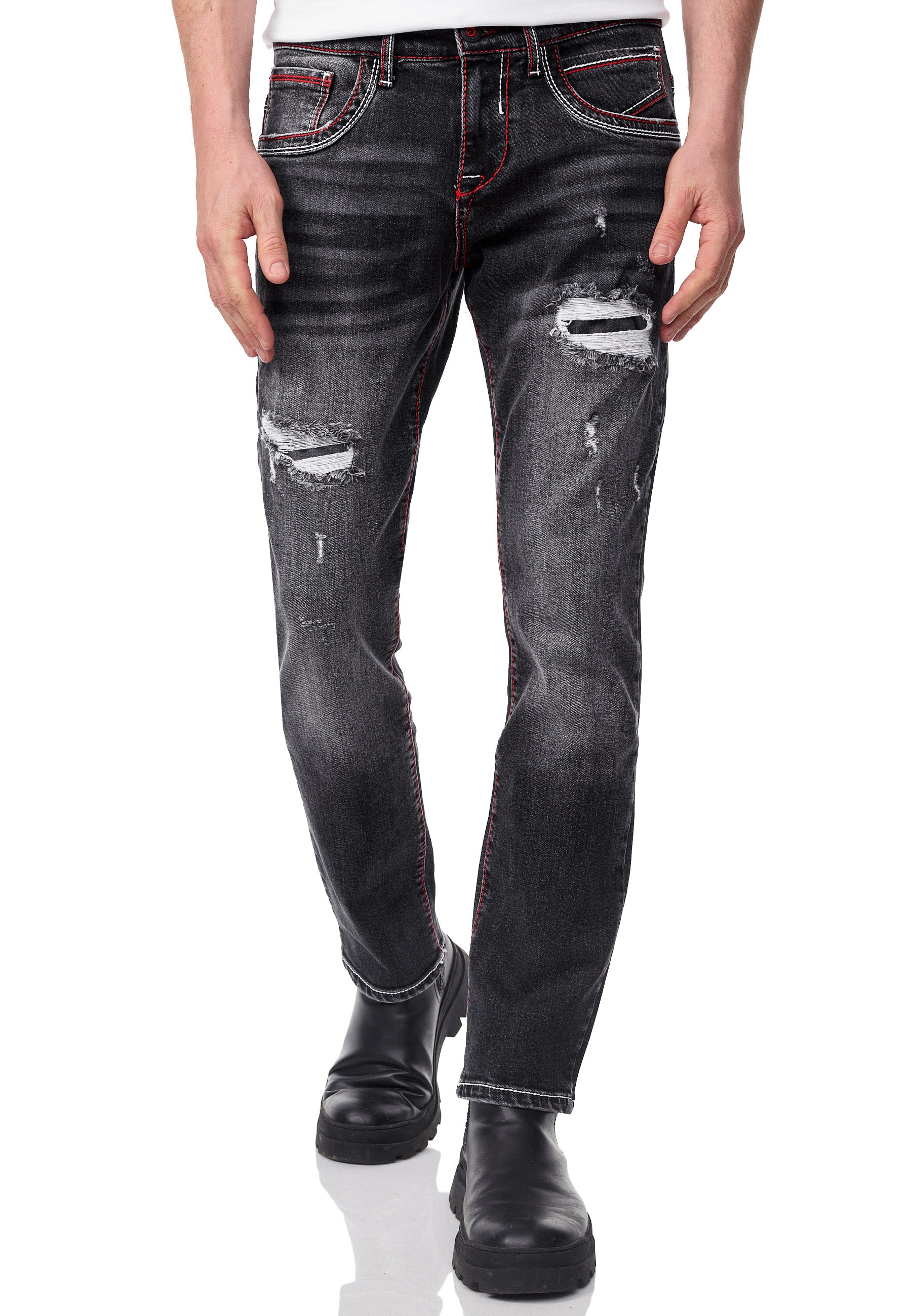 Straight-Jeans »ODAR«, Mit farblich abgesetzten Ziernähten