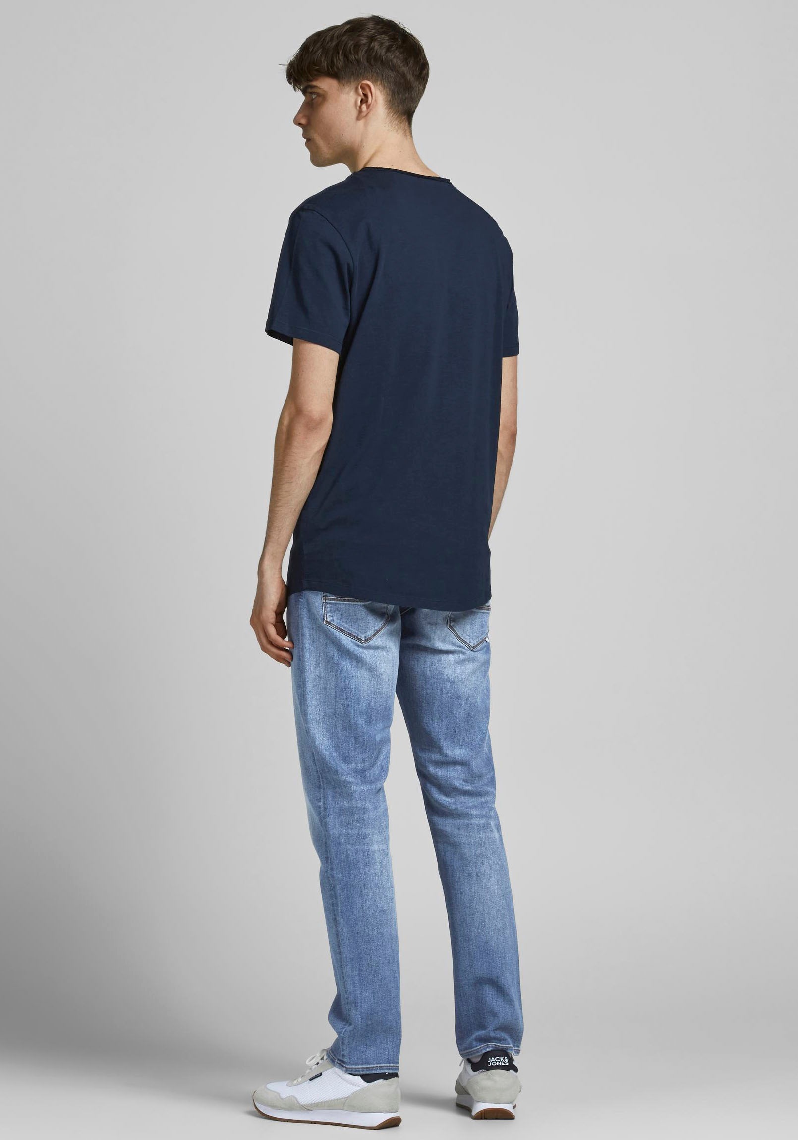 Jack & Jones Slim-fit-Jeans »JJIGLENN – Jeans mit Gürtelschlaufen und Used-Waschung«, Used, modisch, slim fit, Denim/Jeans