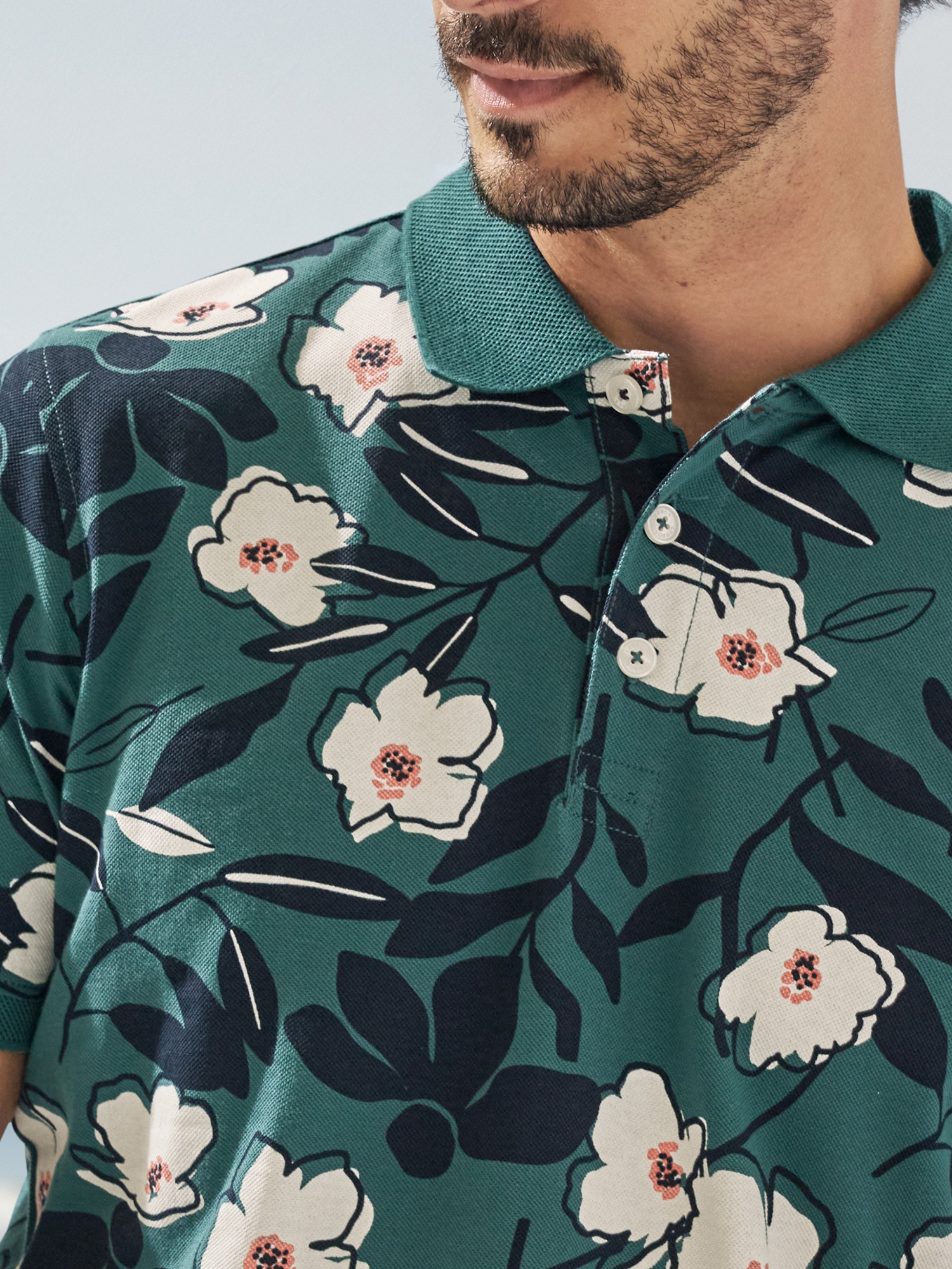 LERROS Poloshirt »Poloshirt mit floralem Print aus 100% Baumwolle«