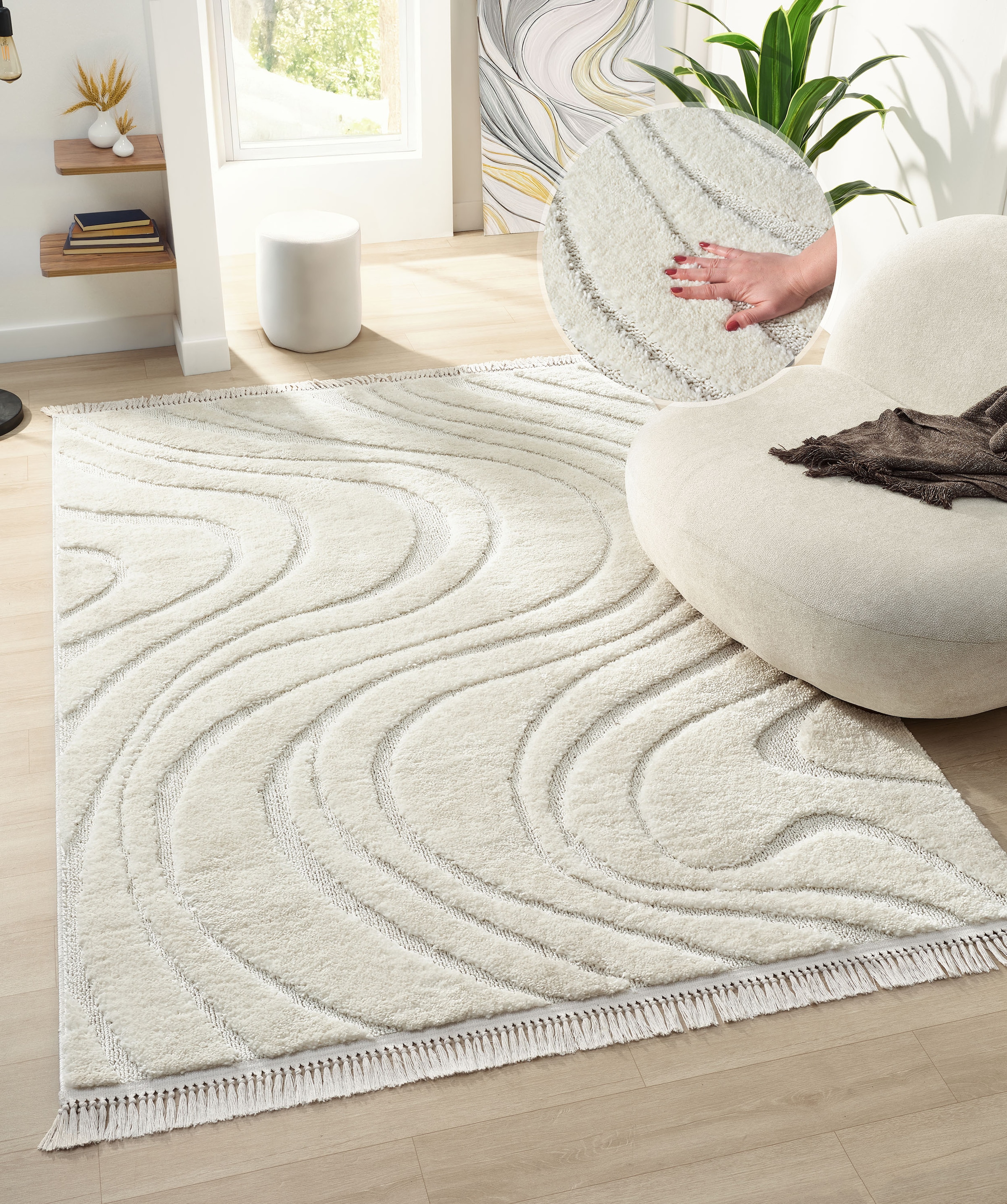 homsy by Ana Johnson Teppich "Waavy mit Fransen, Wellen Design" rechteckig günstig online kaufen