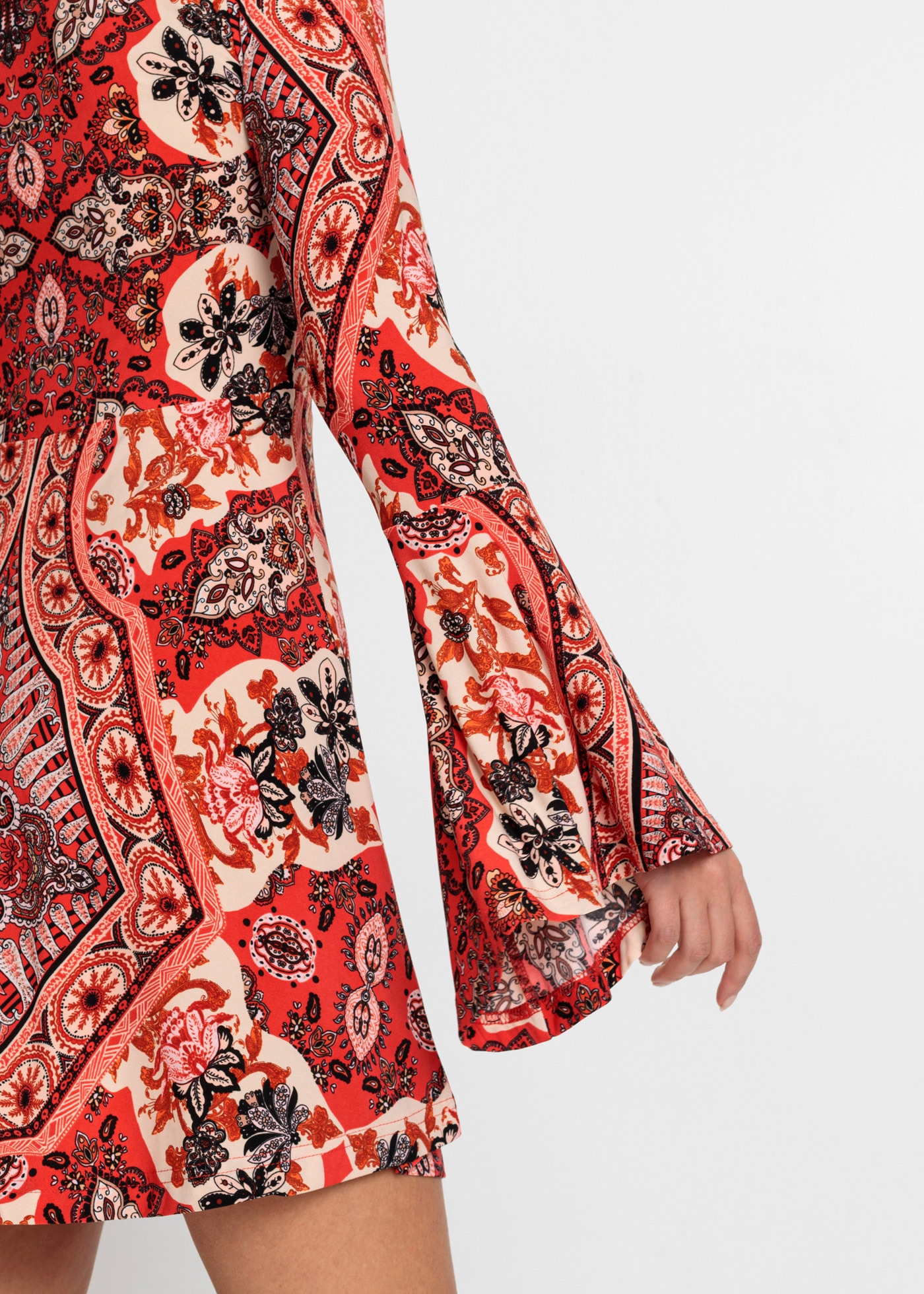 bonprix Jerseykleid Jerseykleid mit Stehkragen und Volant-Ärmel