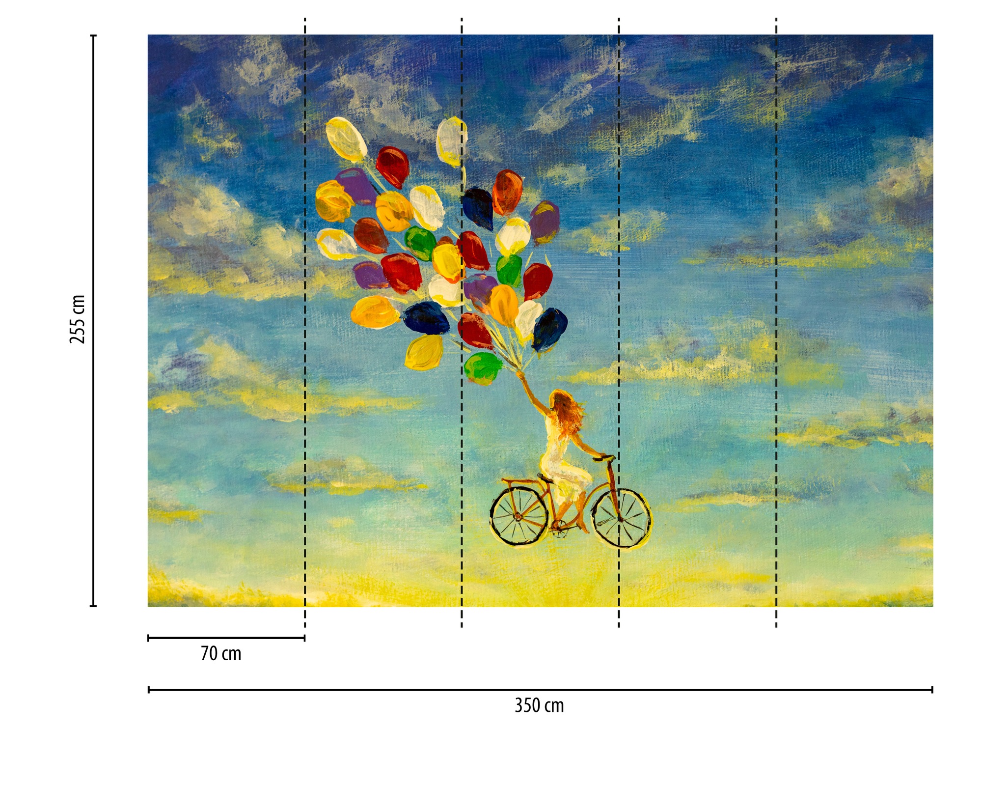 A.S. Création Vliestapete »Fototapete Frau mit Fahrrad & Ballons« matt strukturiert