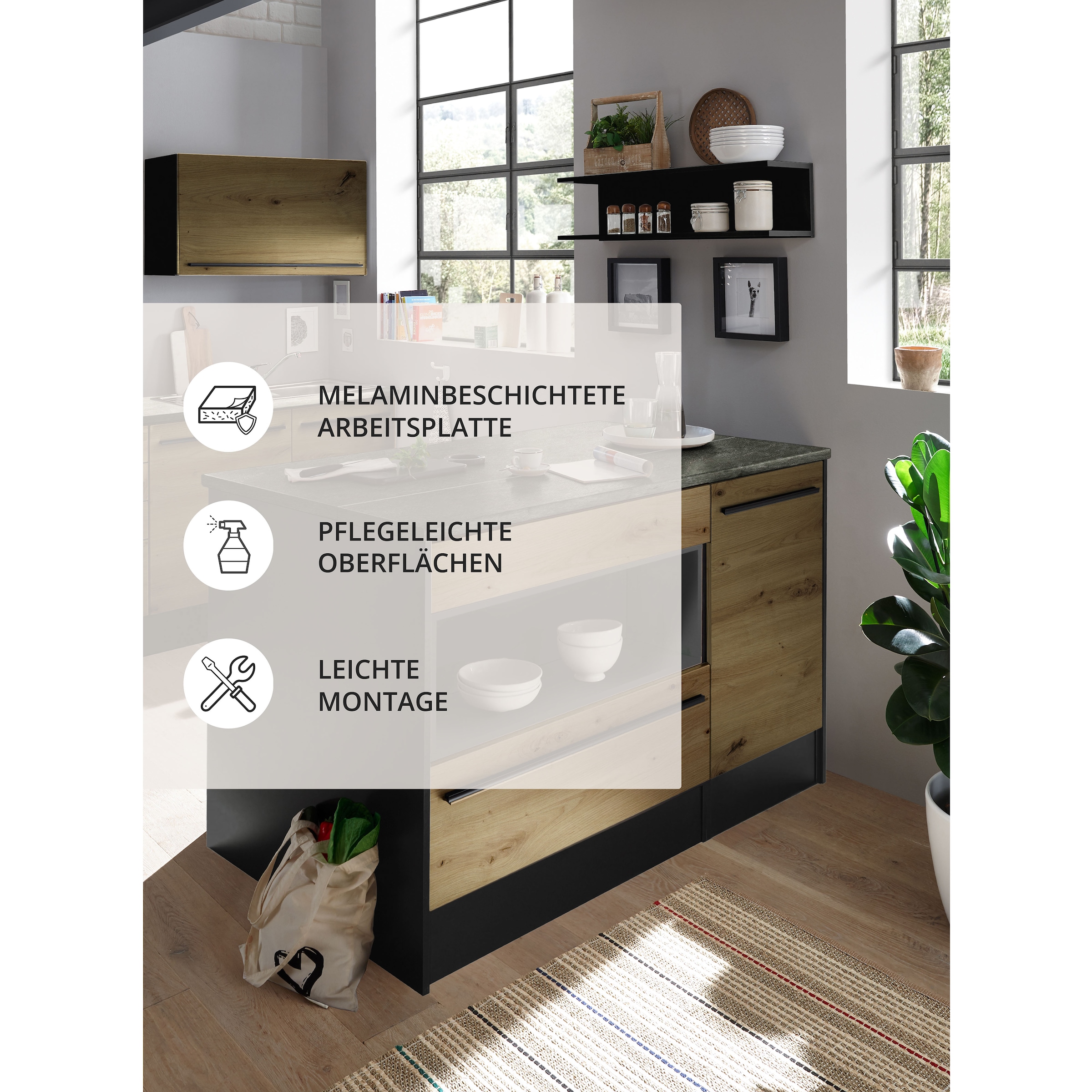 BASIC by Balculina Kücheninsel »Jazz Kücheninsel« Breite 145 cm, Türen und Schubkästen